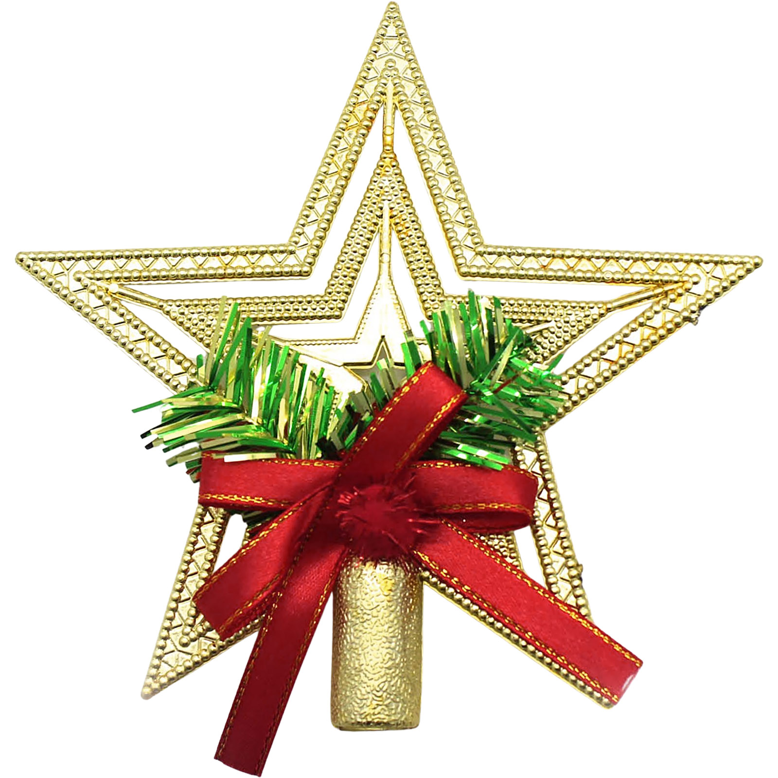 Christmas Star Tree Topper With a Red Bow