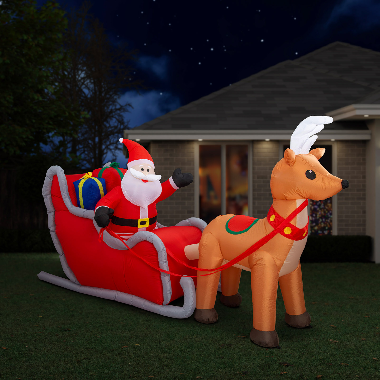 Inflatable Giant Santa Sleigh Scene With LED Lights 300cm 
