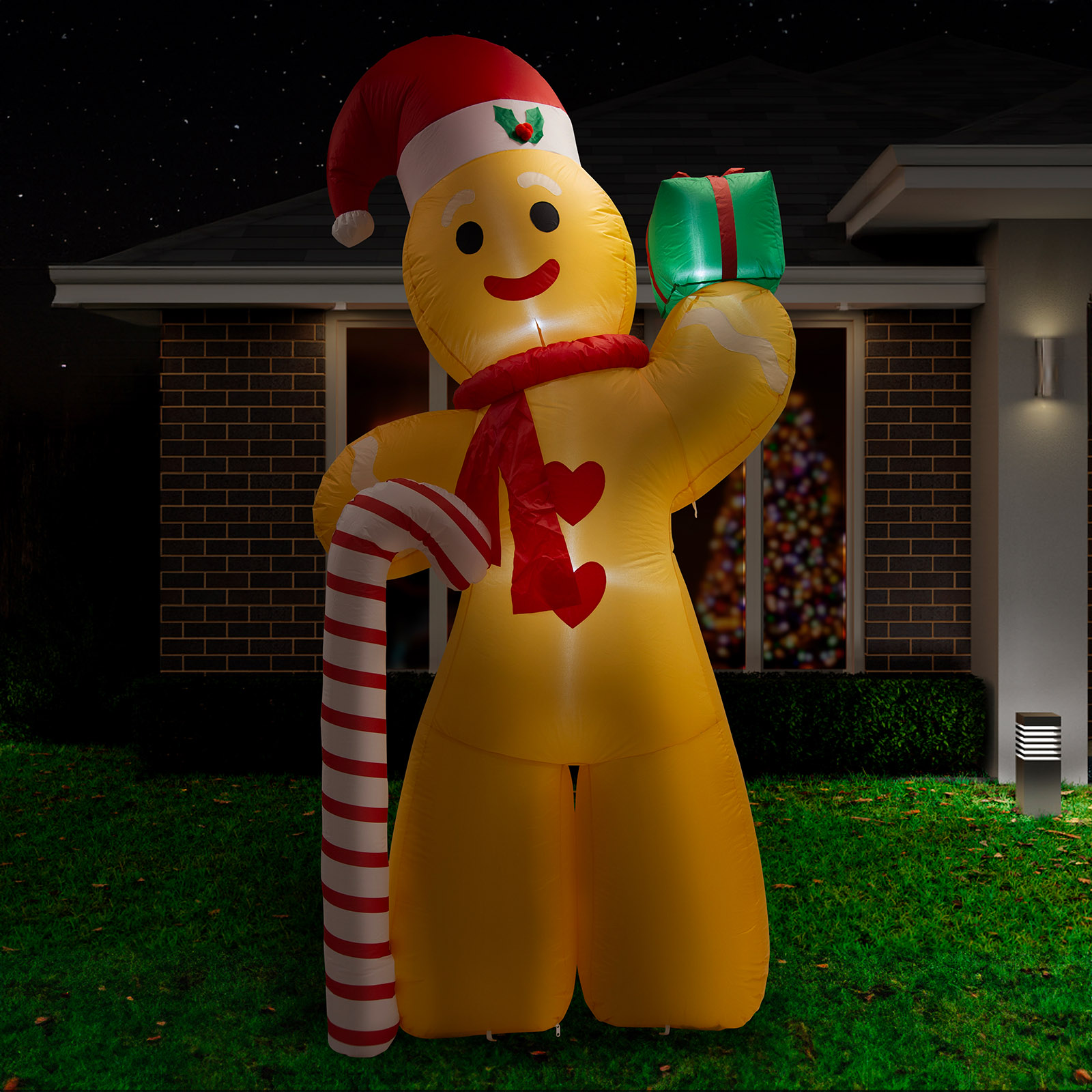 Inflatable Gingerbread Man With LED Lights 240cm