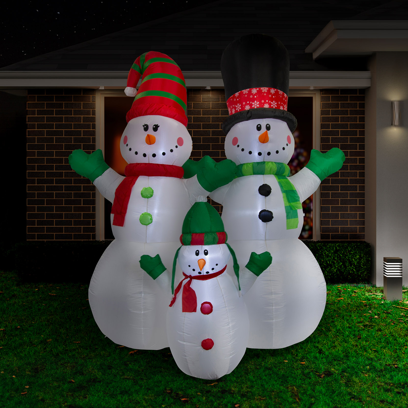 Inflatable Snowman Family With LED Lights 240cm