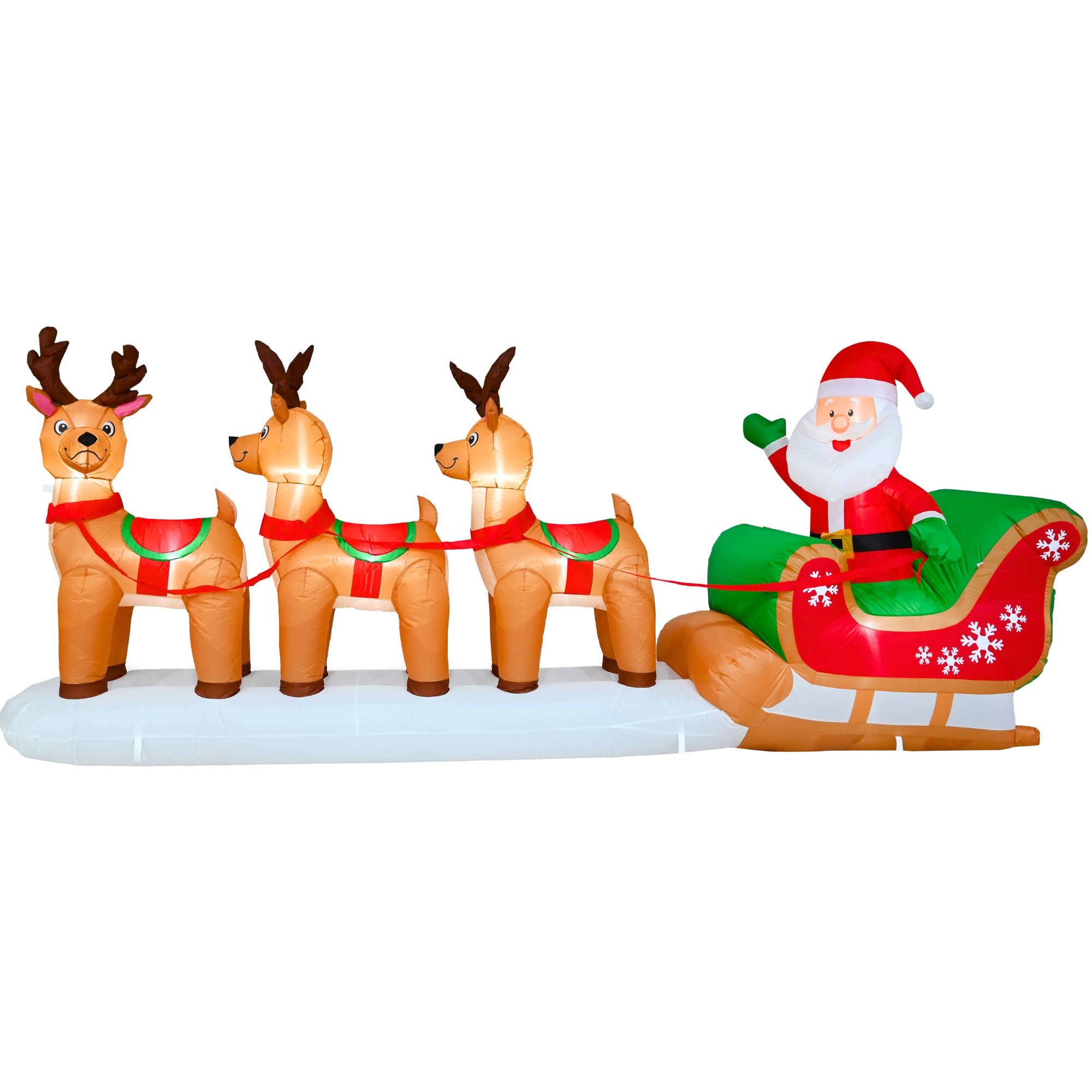 Inflatable Triple Reindeer Santa Christmas Sleigh 3.6m