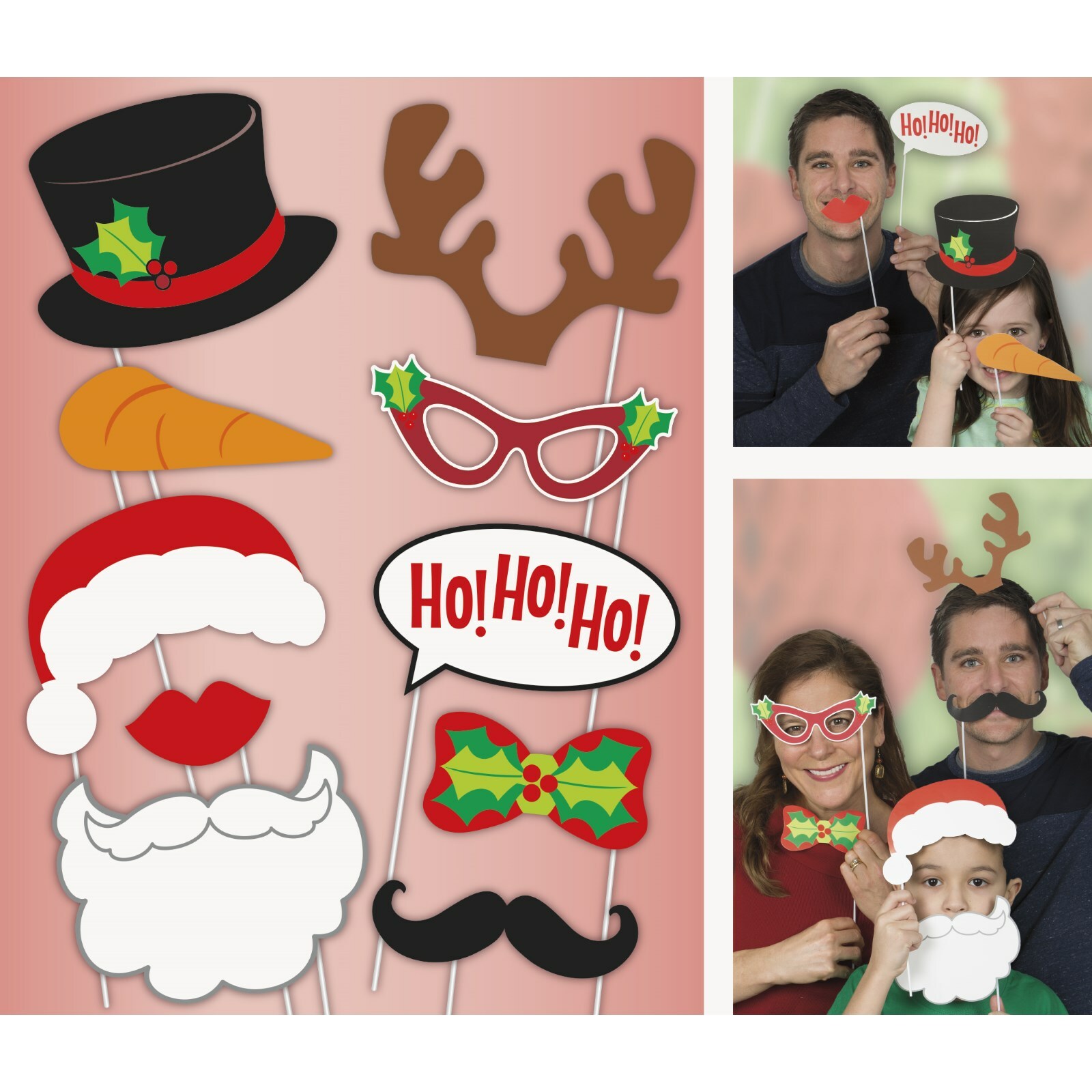 Christmas Photo Booth Prop Set (Pack of 10)