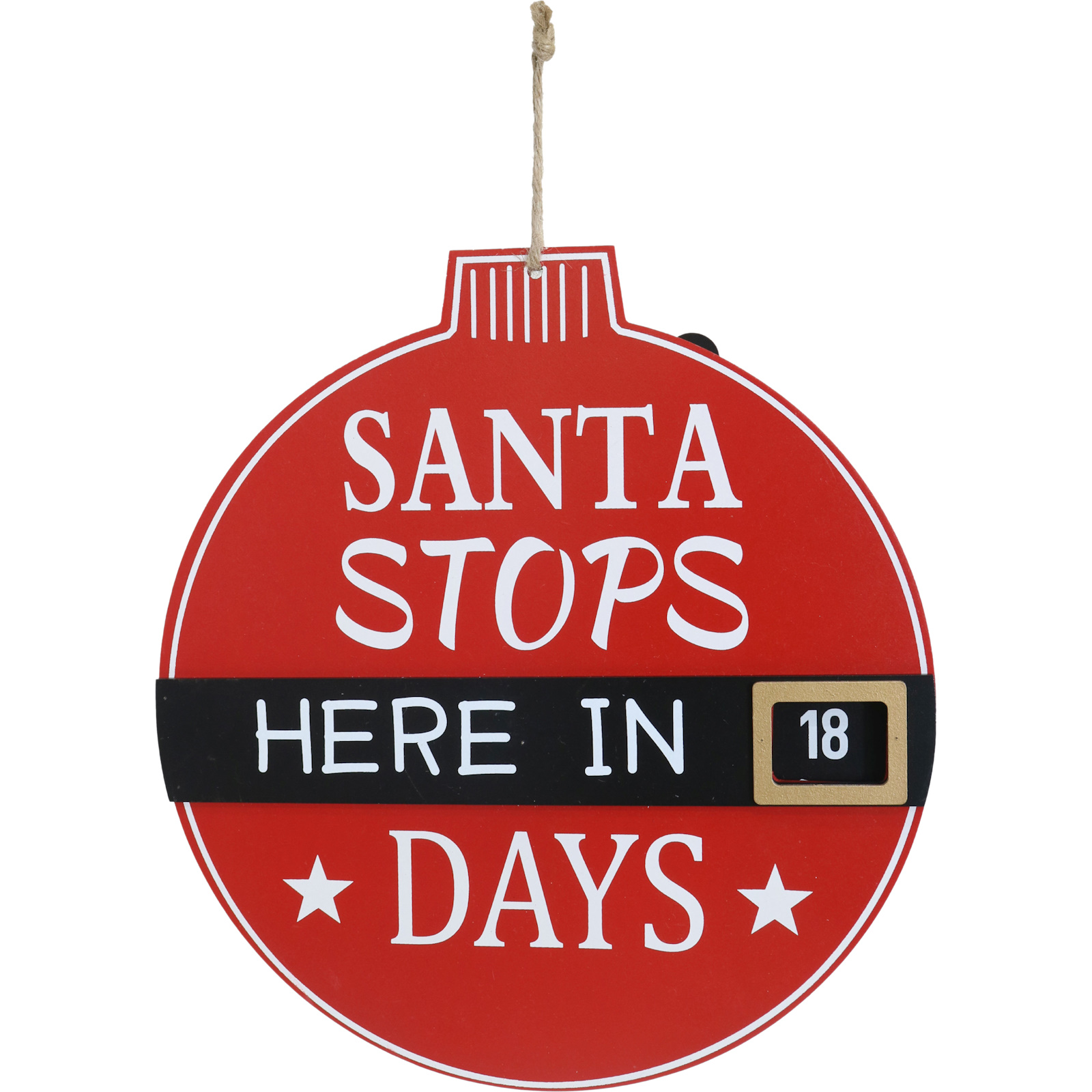 Santa Stops Here Christmas Hanging Sign