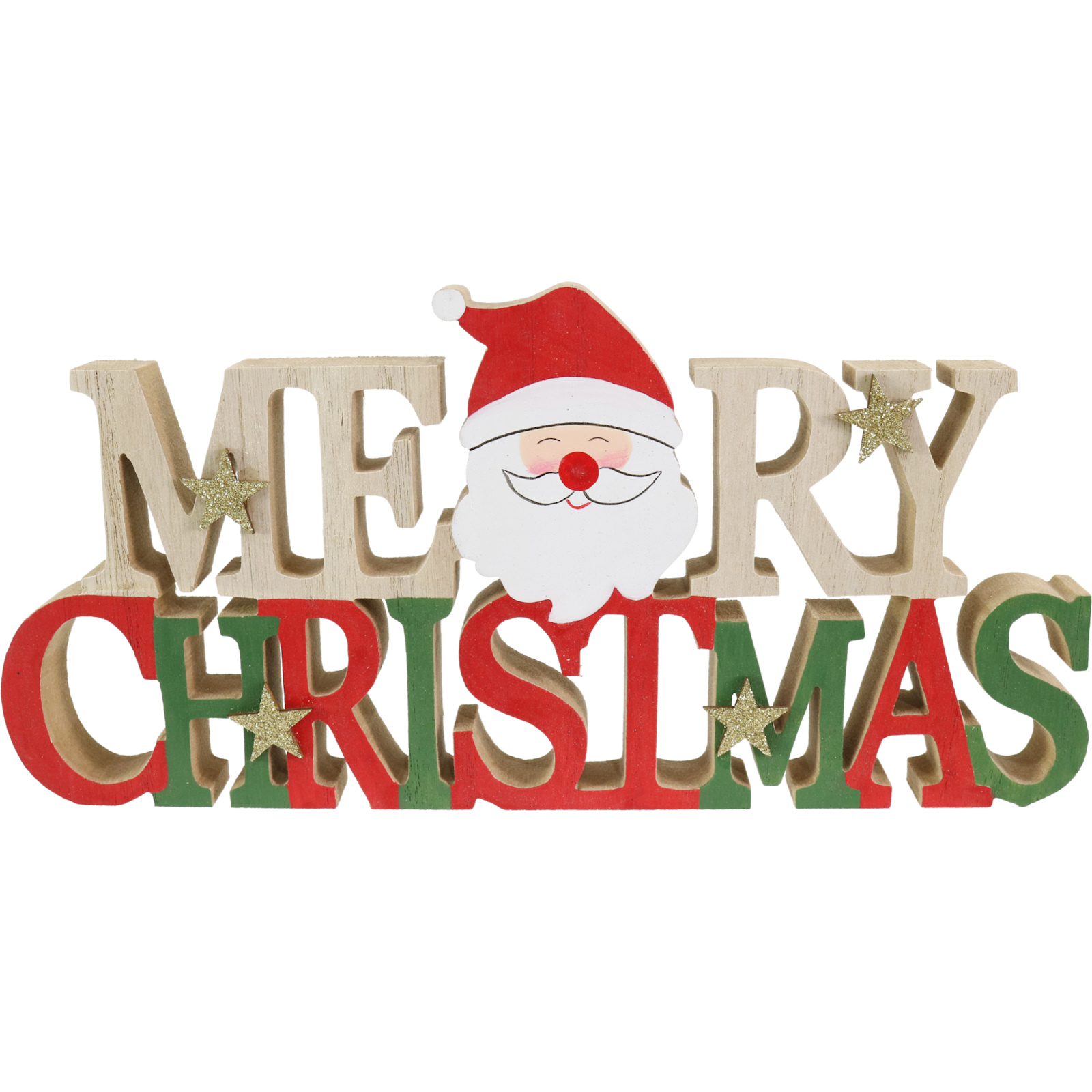 Wooden Merry Christmas Santa Sign