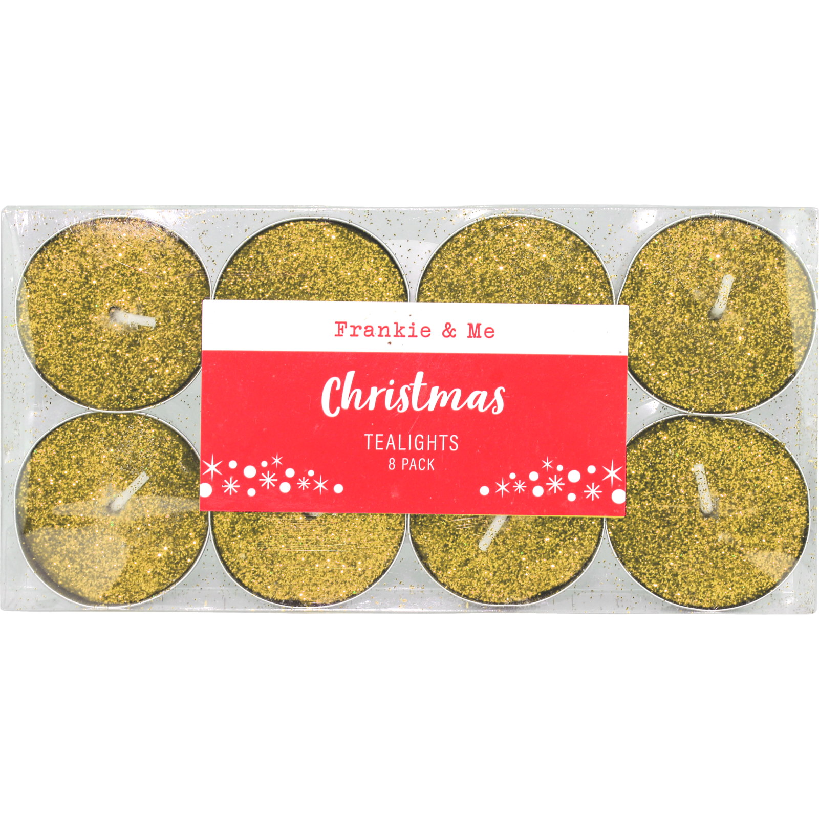 Gold Glitter Tealight Candles (Pack of 8)