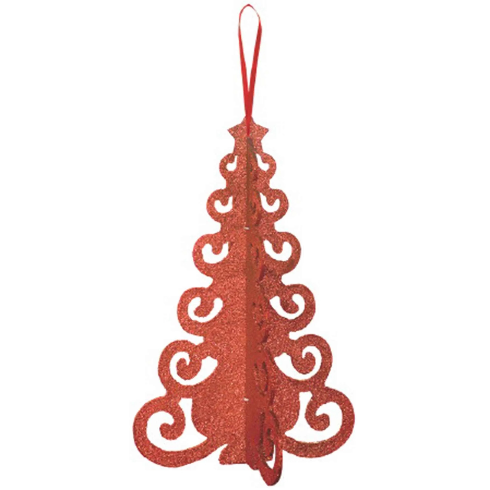 Christmas Tree Filigree 3D Decoration Red