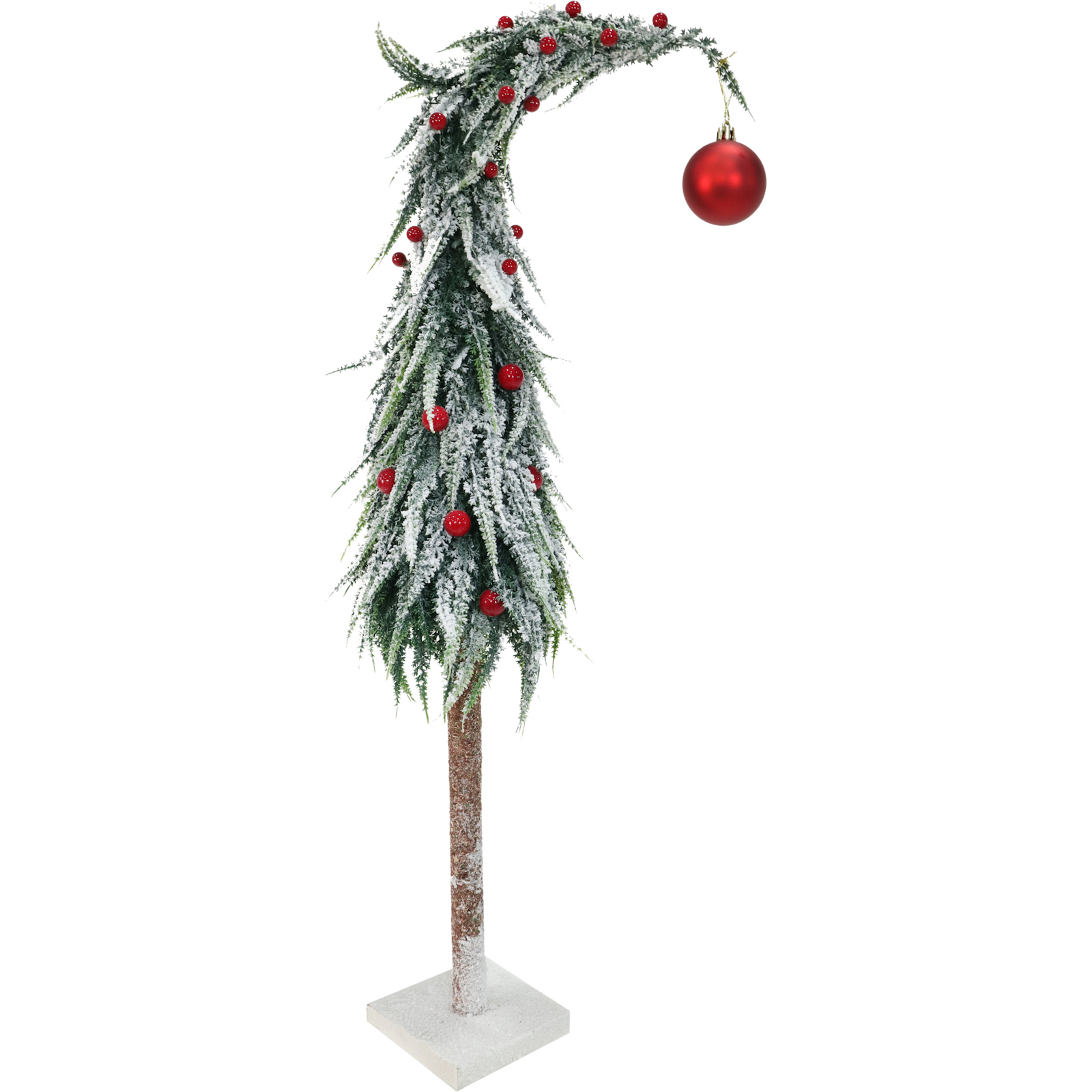 Curved Snowy Pine Tree With Berries 60cm