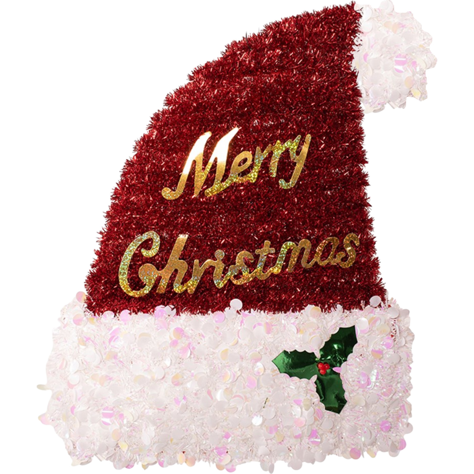 Santa Hat Tinsel Wall Decoration