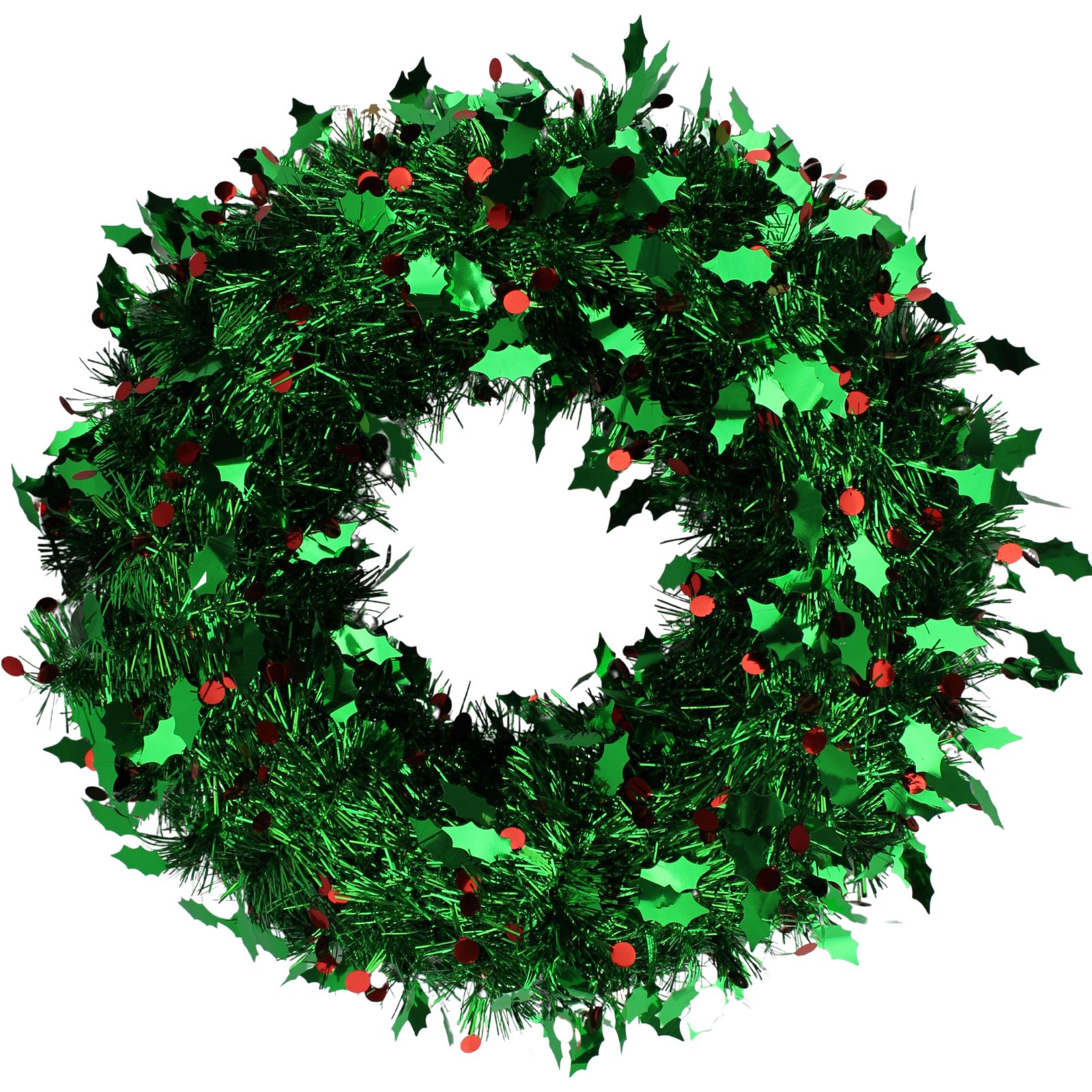 Holly and Berries Tinsel Christmas Wreath