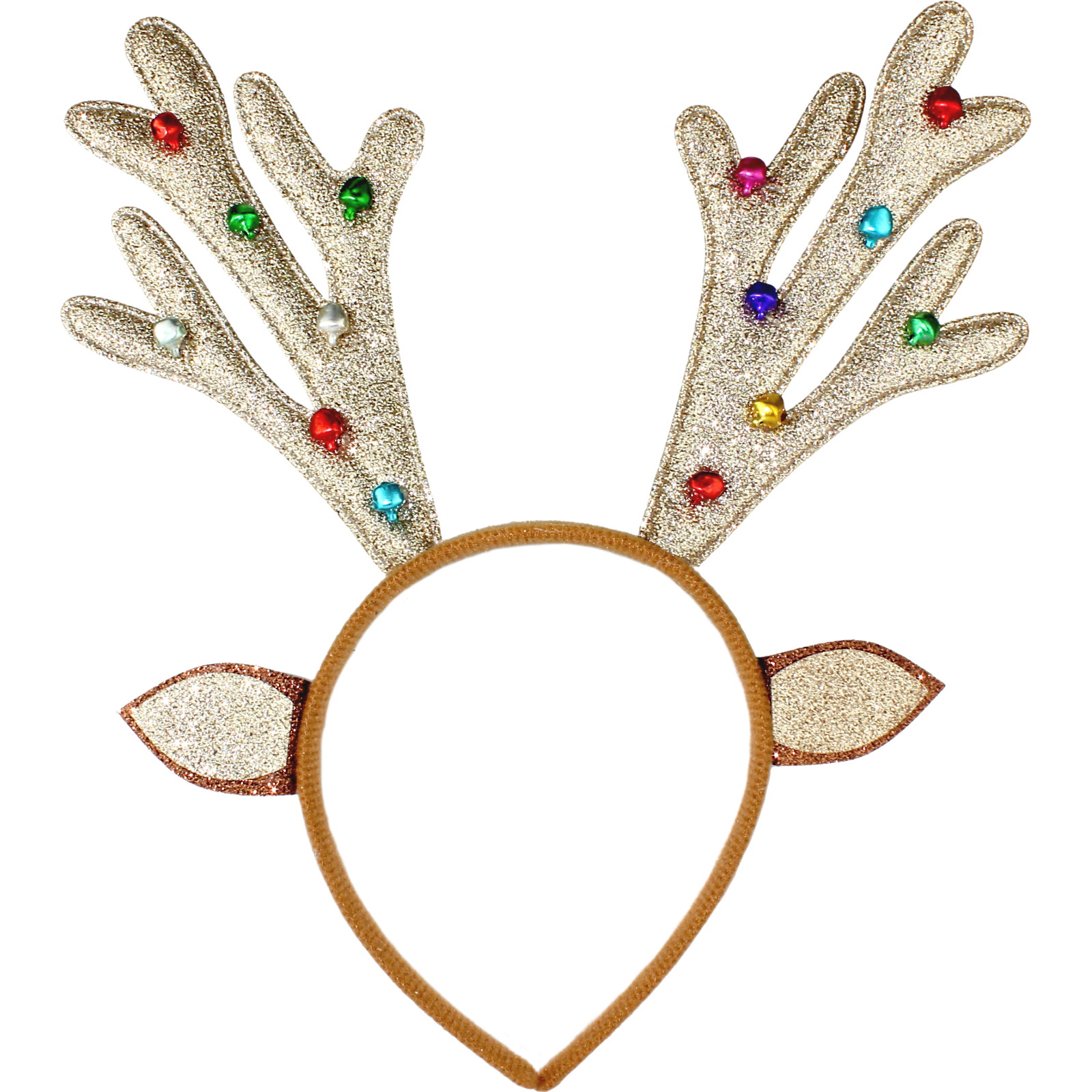 Glittery Reindeer Ears & Antlers Headband with Bells