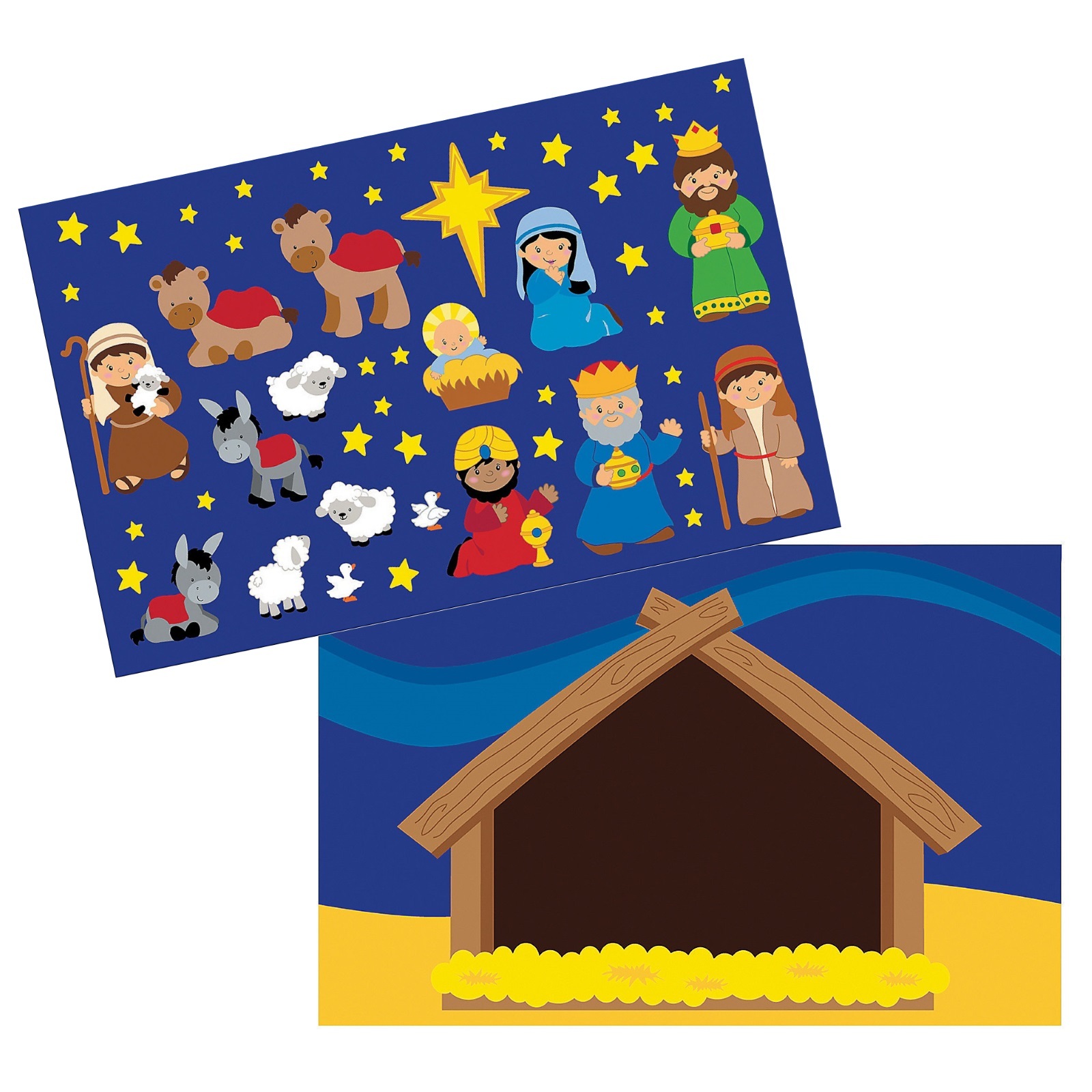 Large Christmas Nativity Sticker Scenes (Set of 12)