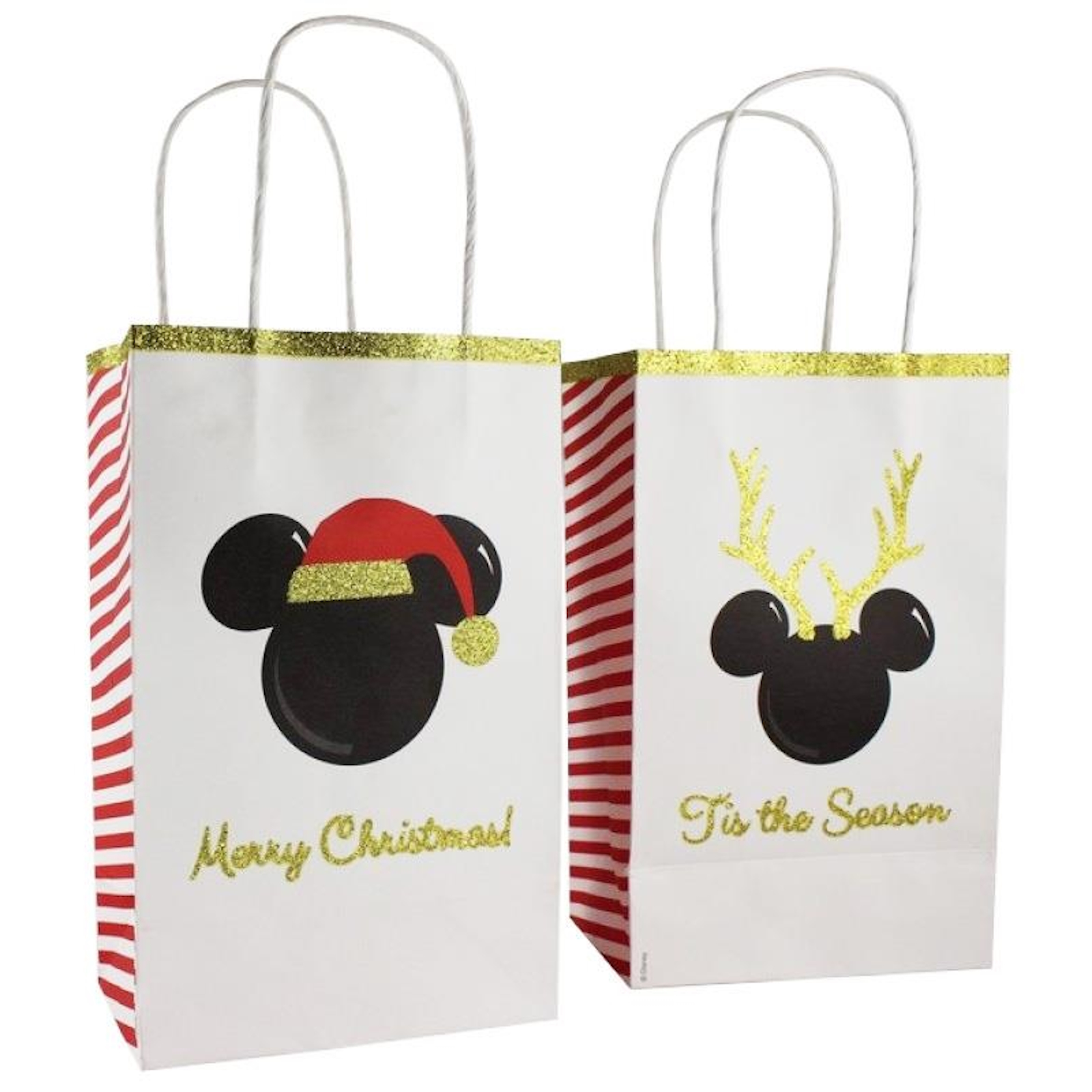Mickey Mouse Merry Christmas Paper Gift Bags 21cm (Pack of 6)
