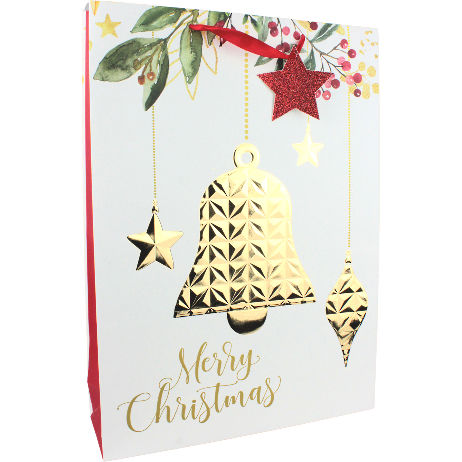 Embossed Christmas Bell Paper Gift Bag 45.5cm 