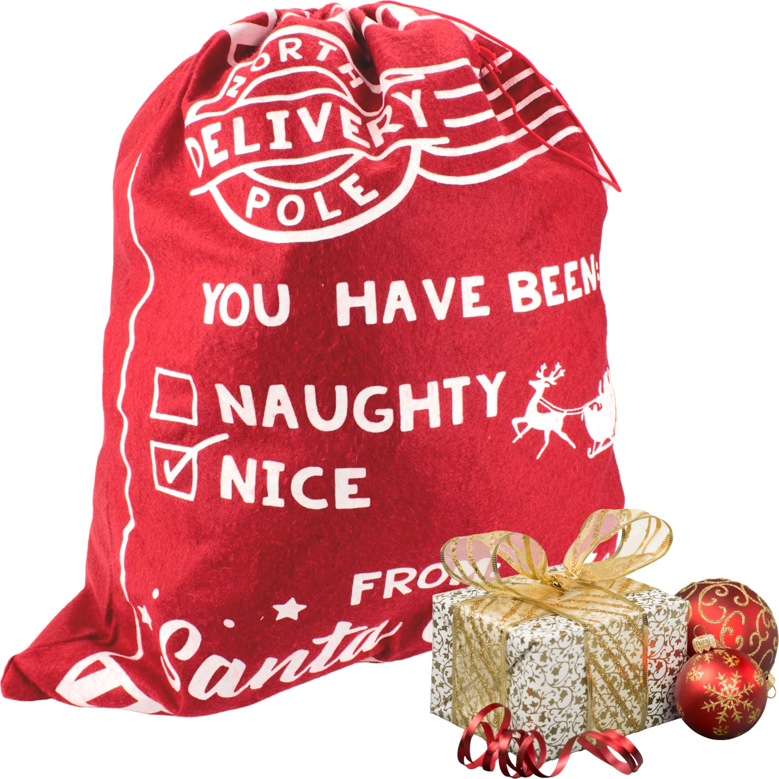 Christmas Naughty or Nice Santa Gift Sack 60cm 