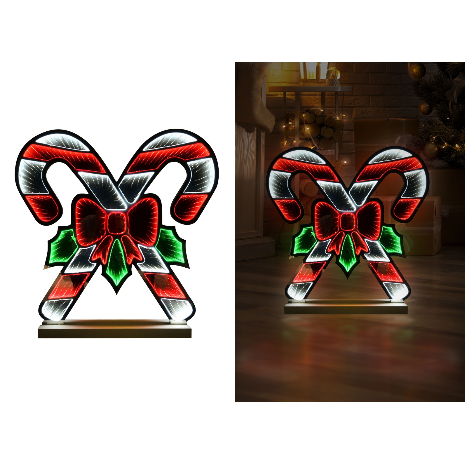 Infinity Candy Cane LED Christmas Light With Base 60cm 
