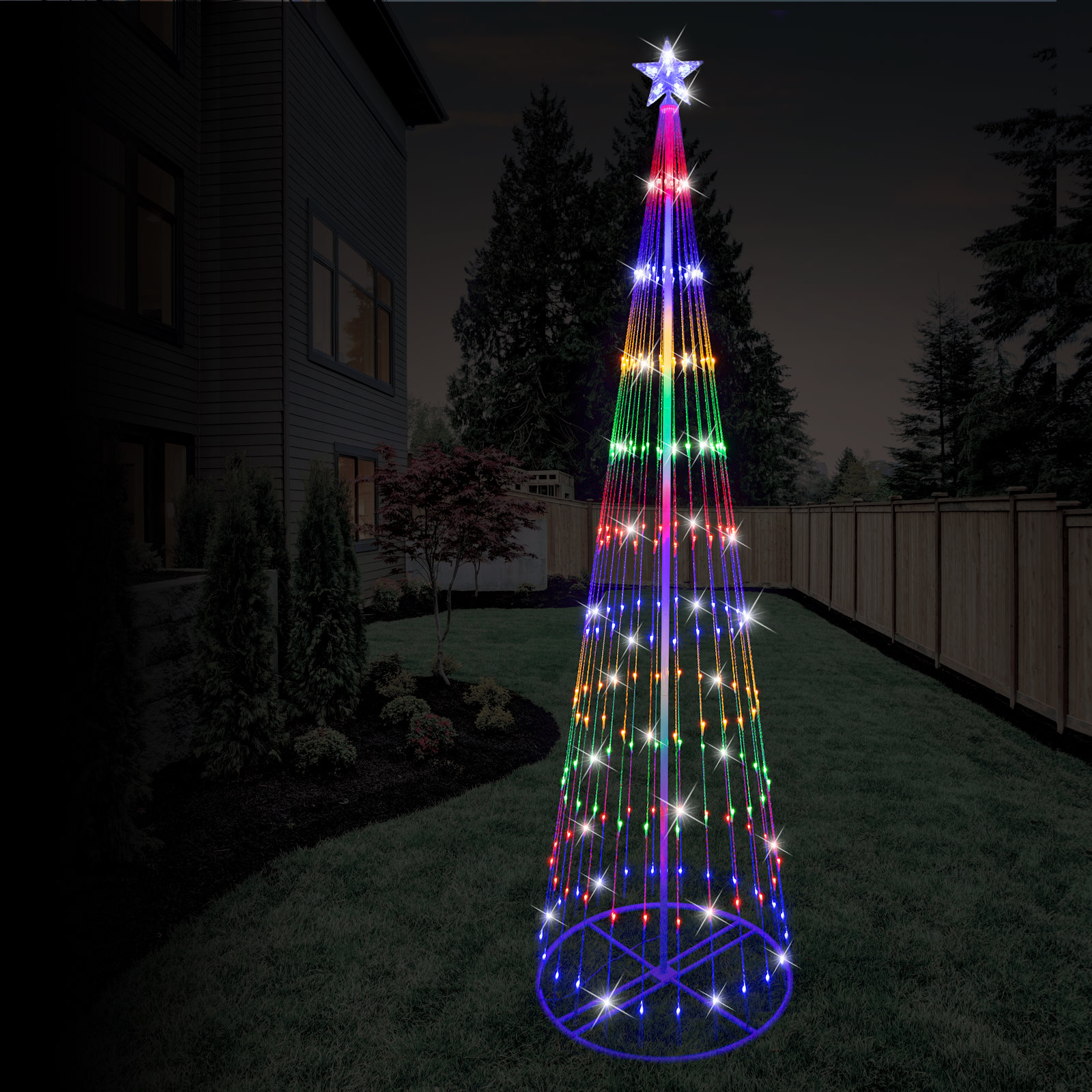 Multicoloured LED Flashing Light Strand Christmas Tree 2.4m