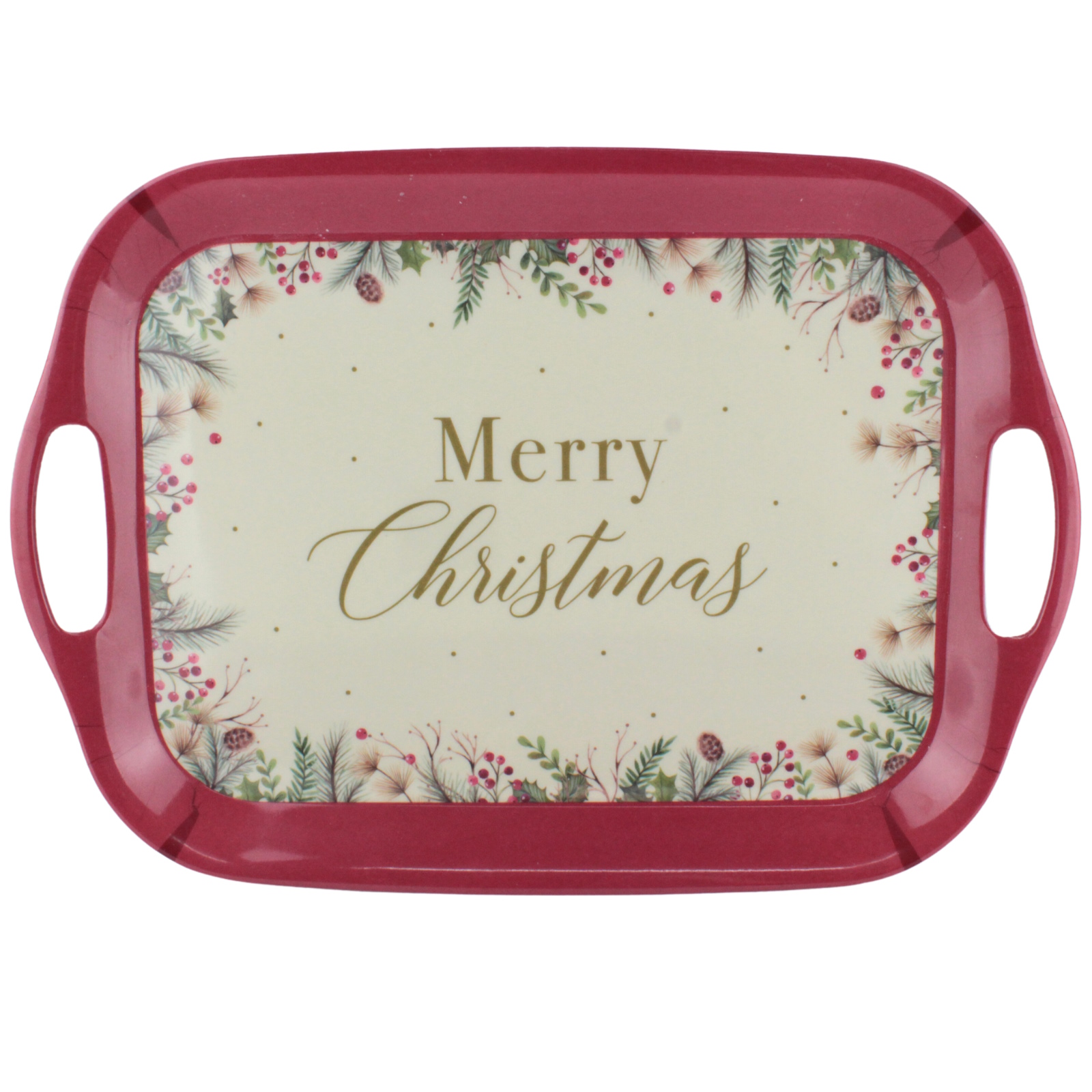 Festive Holly Berries Melamine Tray