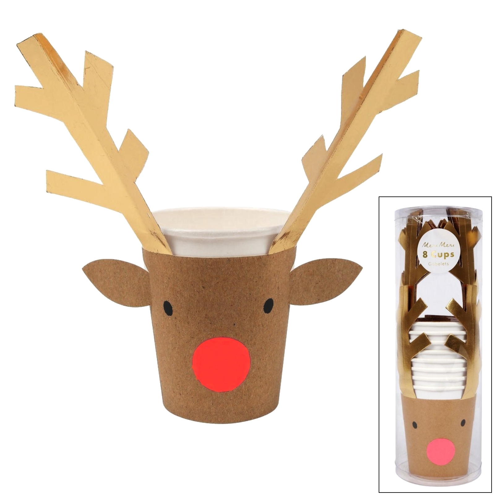 Meri Meri Reindeer Paper Cups (Pack of 8)