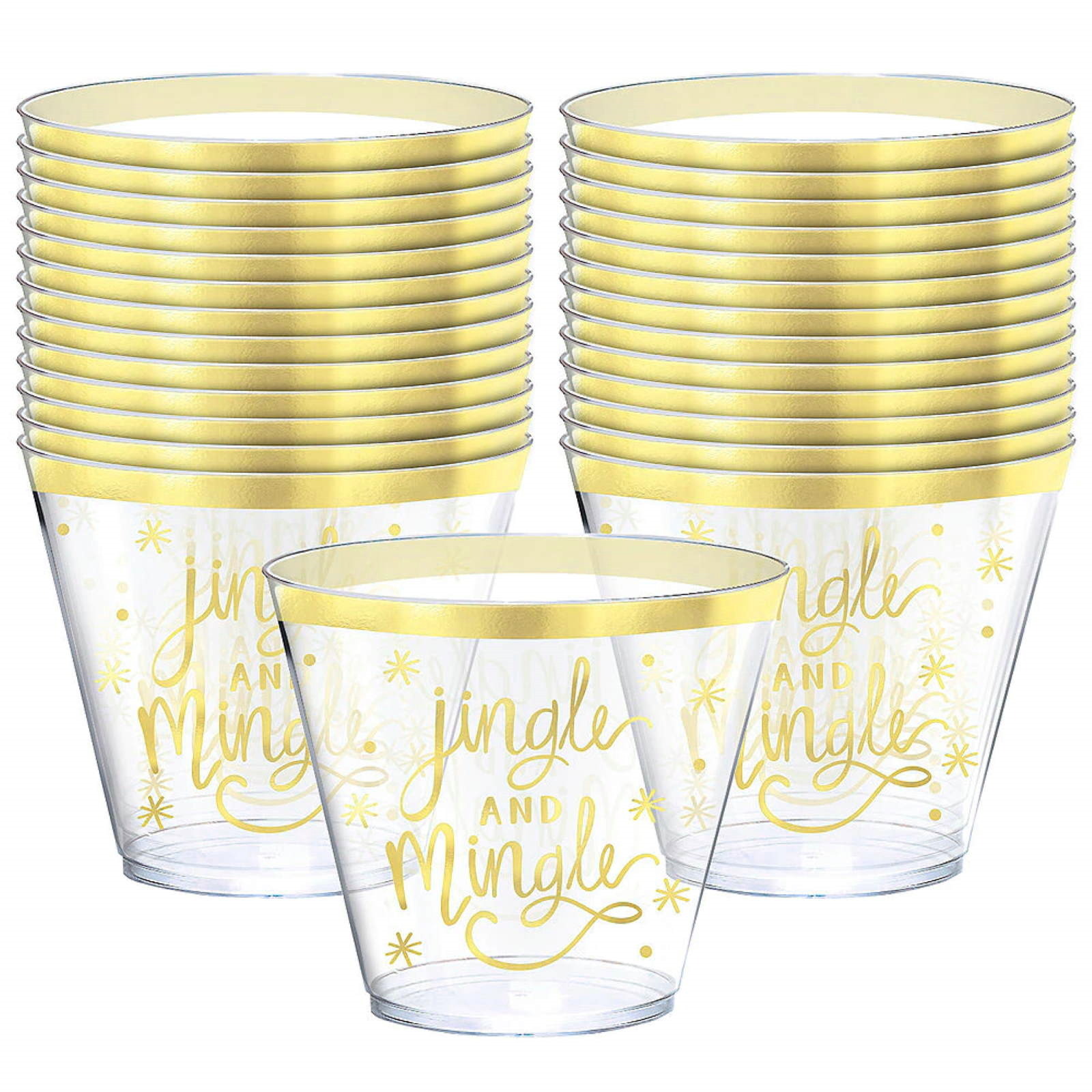Gold Joy Jingle and Mingle Plastic Tumbler Cups (Pack of 30)