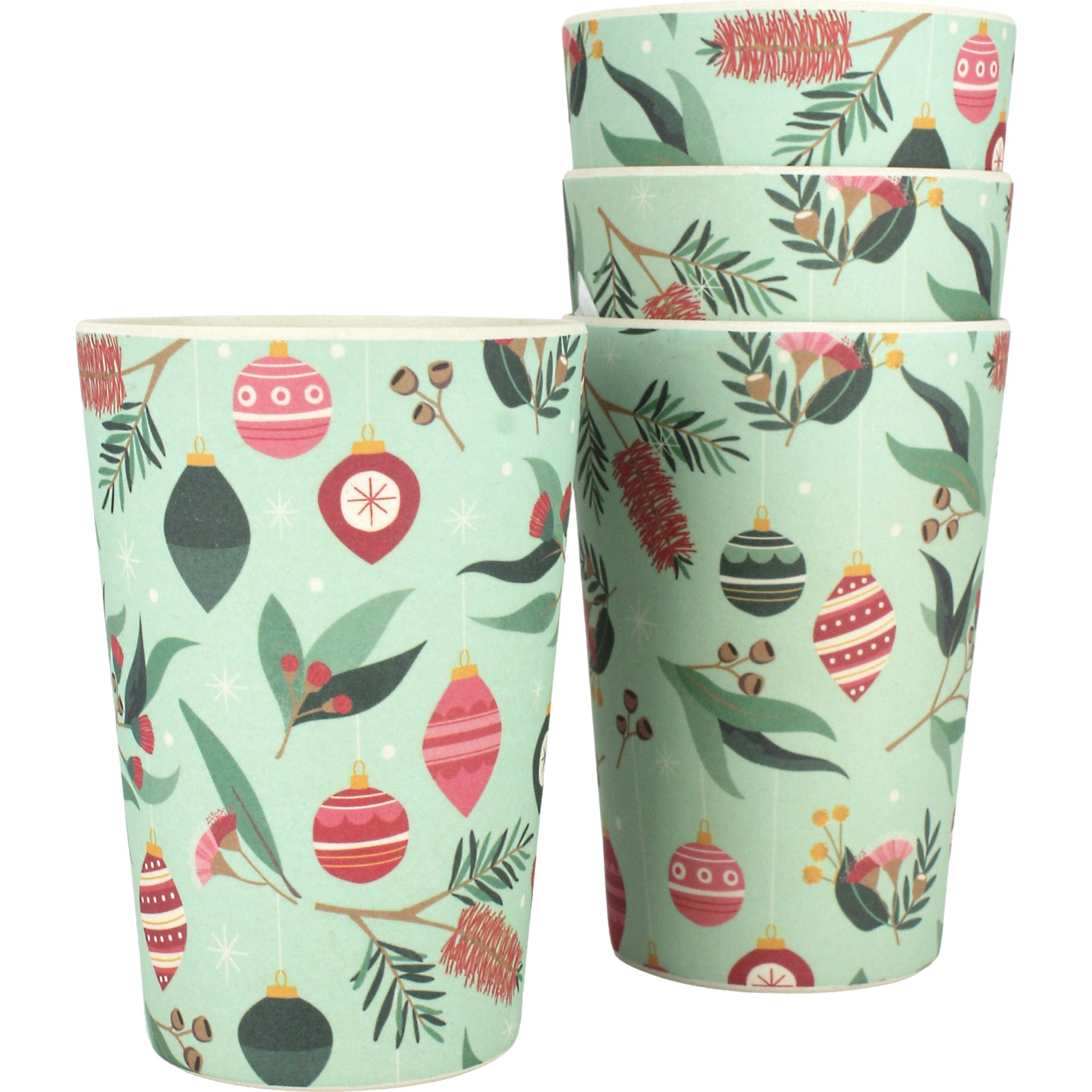 Frankie & Me Australiana Christmas Bamboo Fibre Cups 275ml (Set of 4)