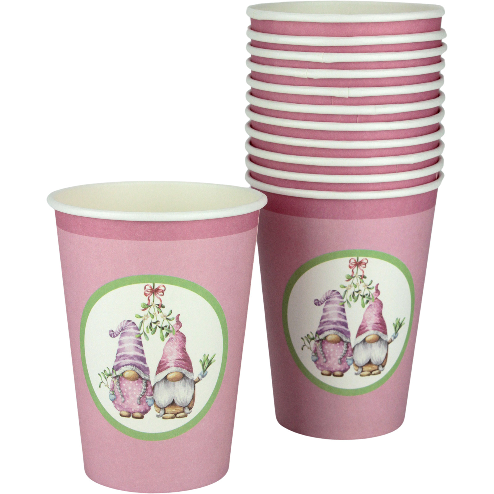 Mistletoe Mischief Gnomes Paper Cups (Pack of 12)