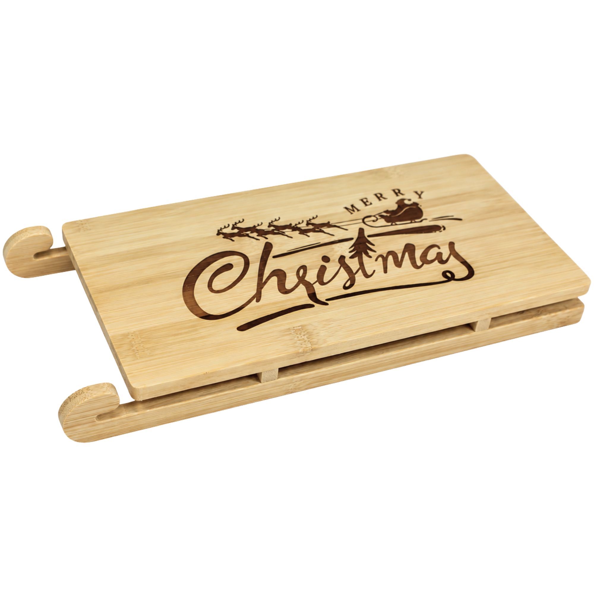 Bamboo Christmas Sleigh Serving Platter