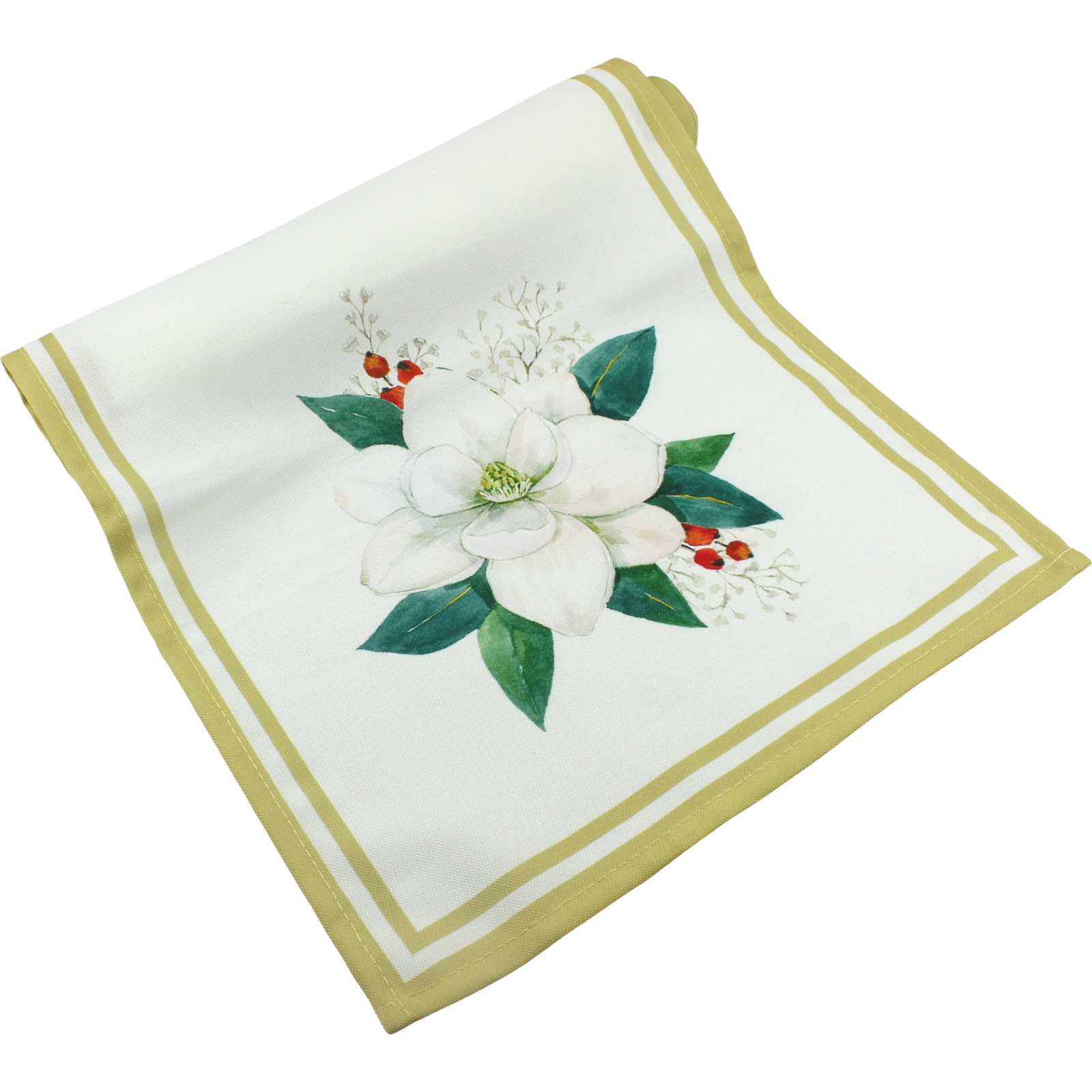 Christmas Magnolia Noel Fabric Table Runner