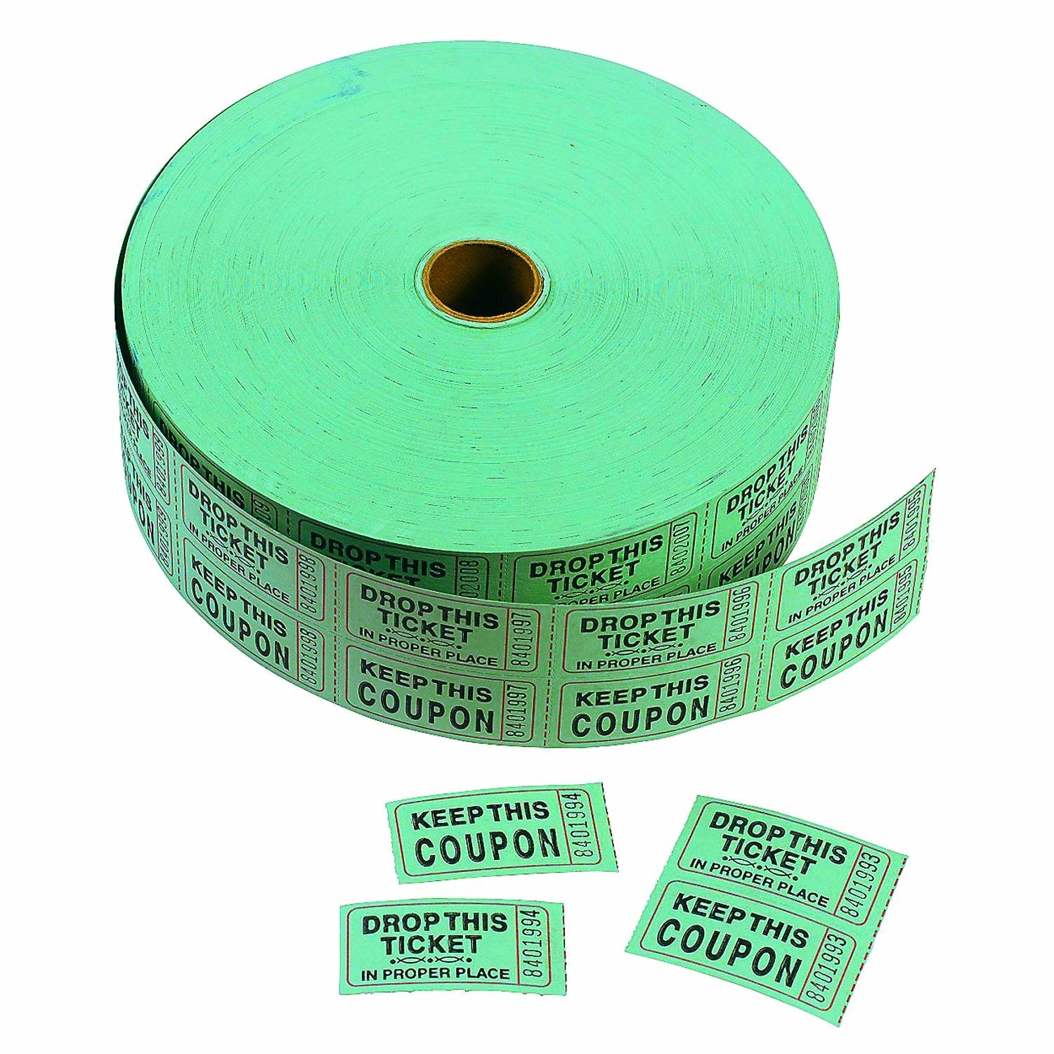 Raffle Ticket Roll Green (1000 Double Tickets)