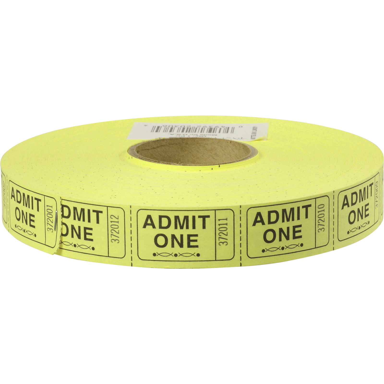 Admit One Yellow Ticket Roll (2000 Tickets)