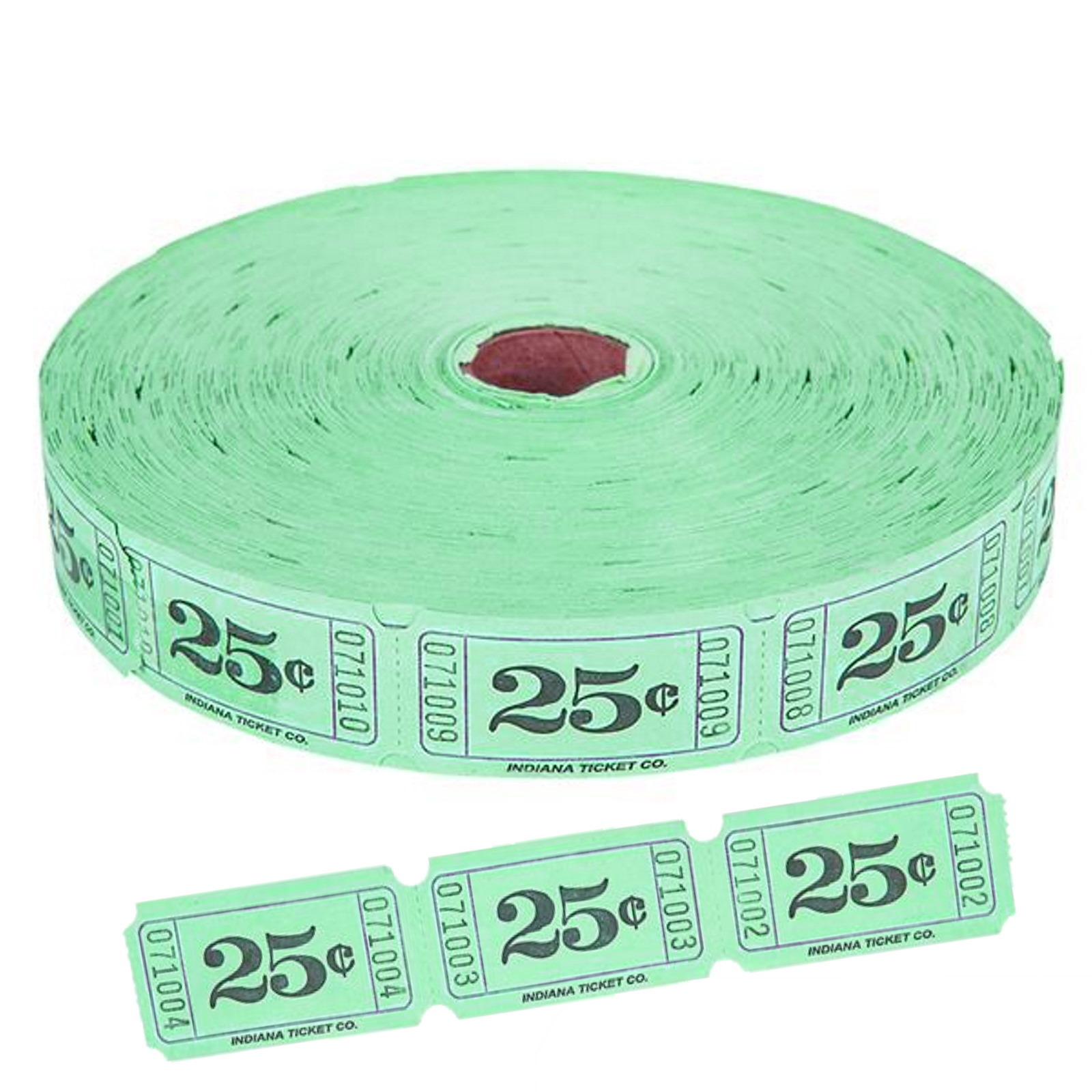 25c Single Ticket Roll Green (2000 Tickets)
