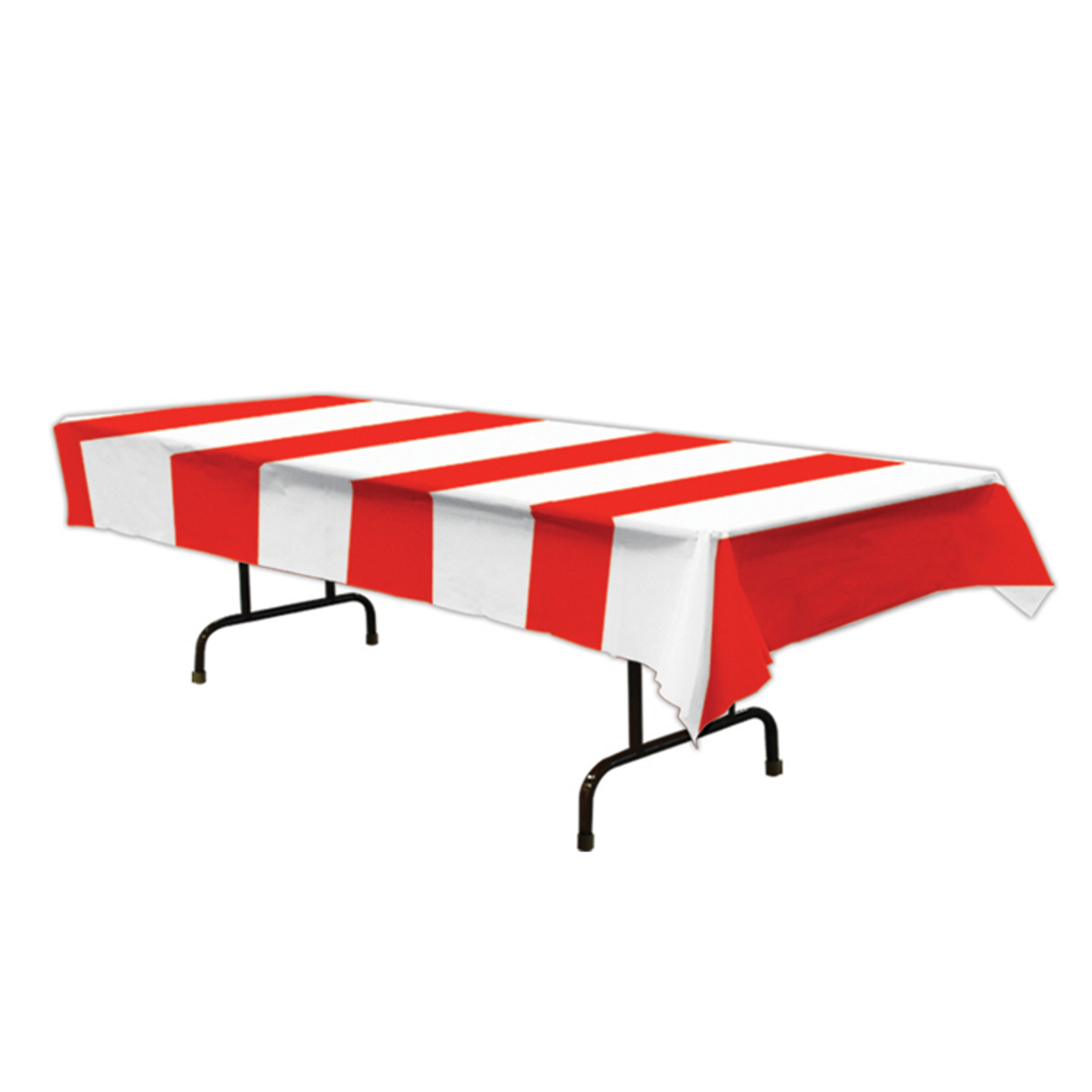 Red and White Striped Plastic Tablecloth