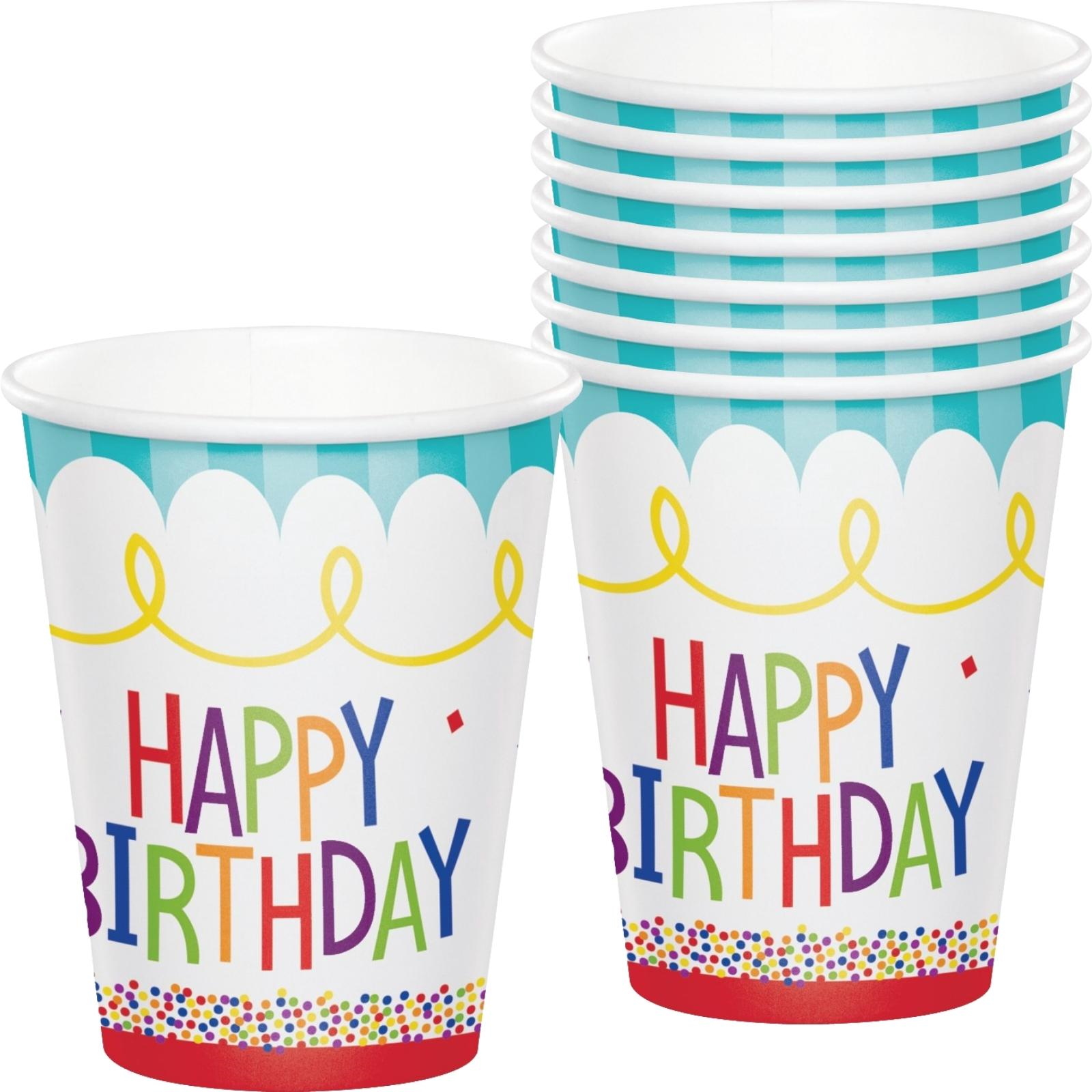 Cake Birthday Paper Cups (Pack of 8)