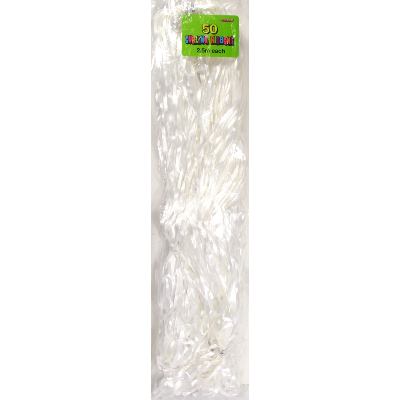 Precut Ribbon White 2.5m Lengths (Pack of 50)