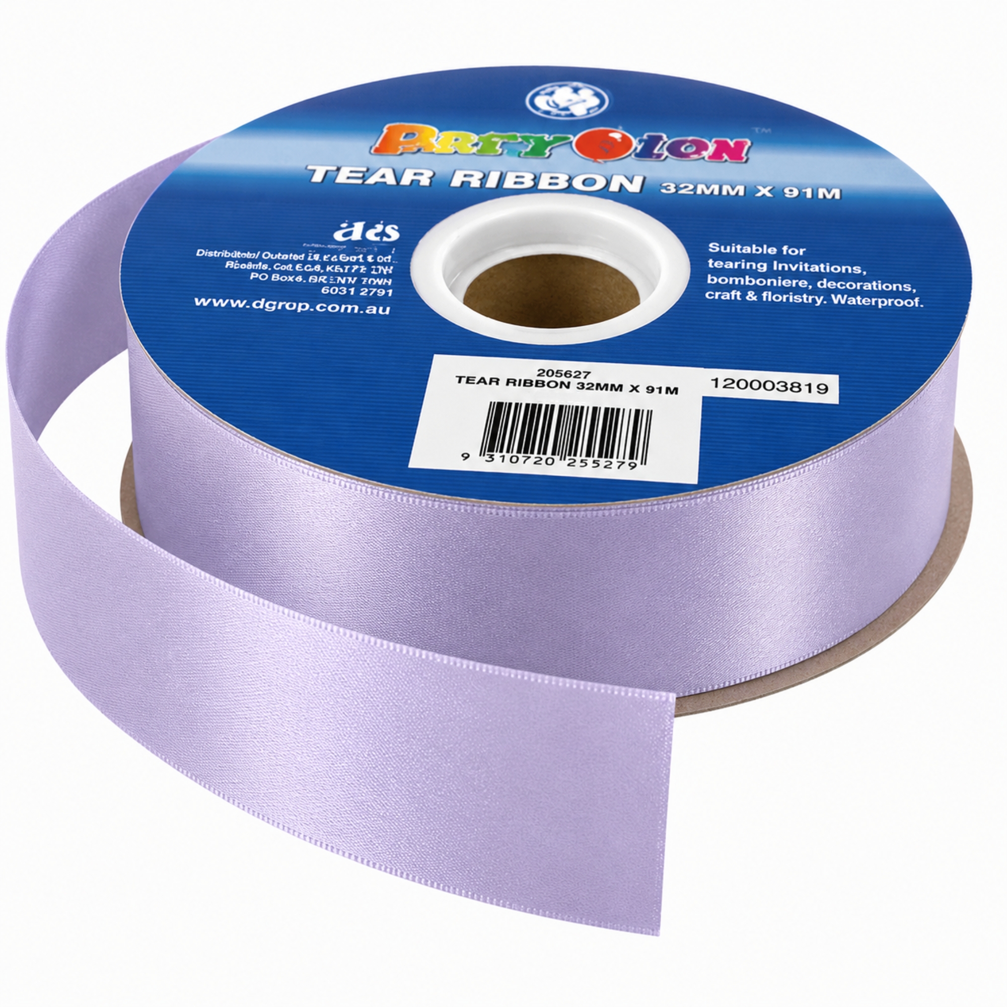Waterproof Lavender Tear Ribbon Roll (32mm x 91m)