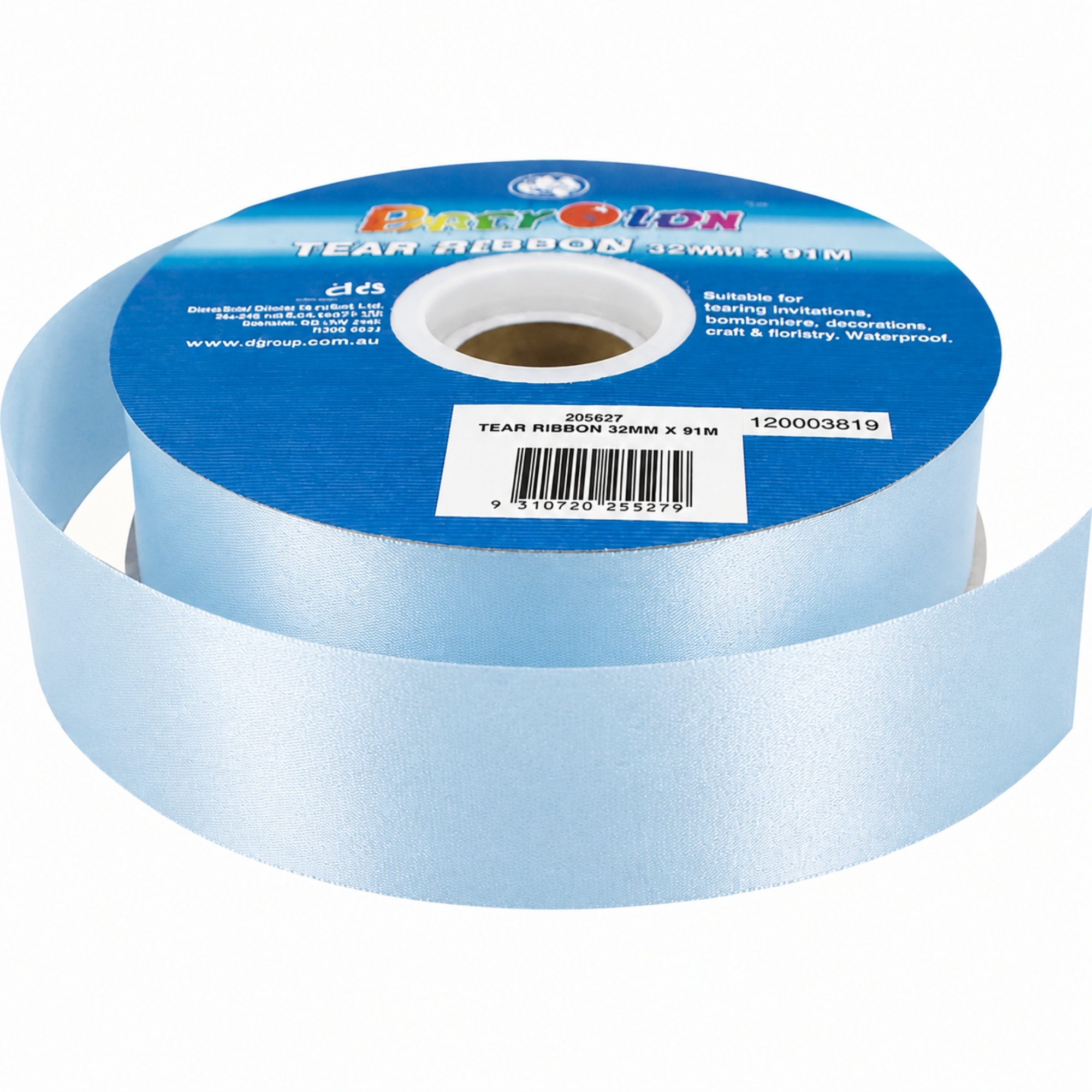 Waterproof Light Blue Tear Ribbon Roll (32mm x 91m) 