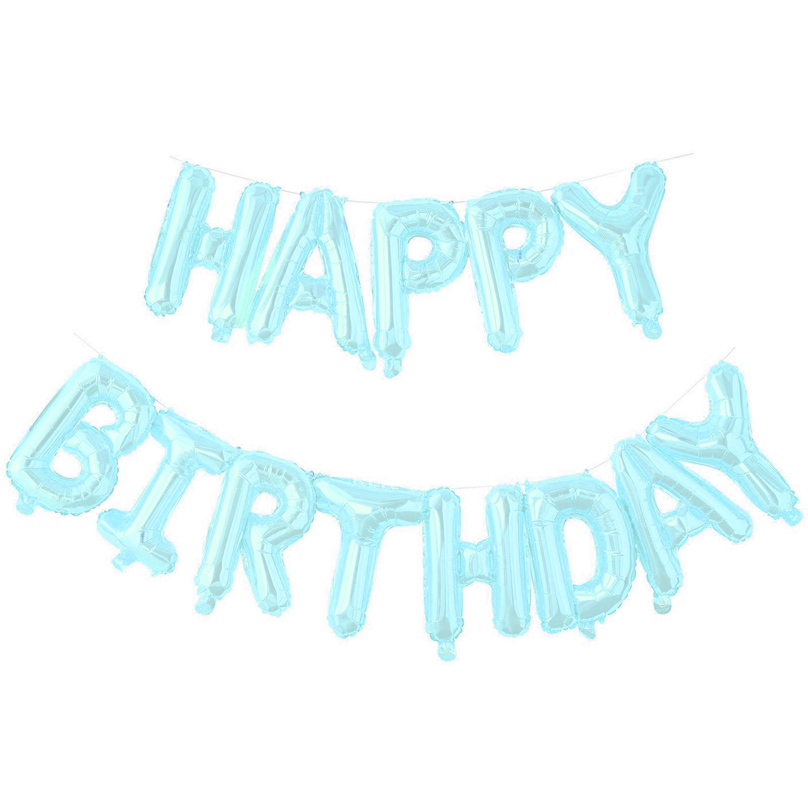 Pastel Blue Happy Birthday Foil Letter Balloon Banner Air Fill