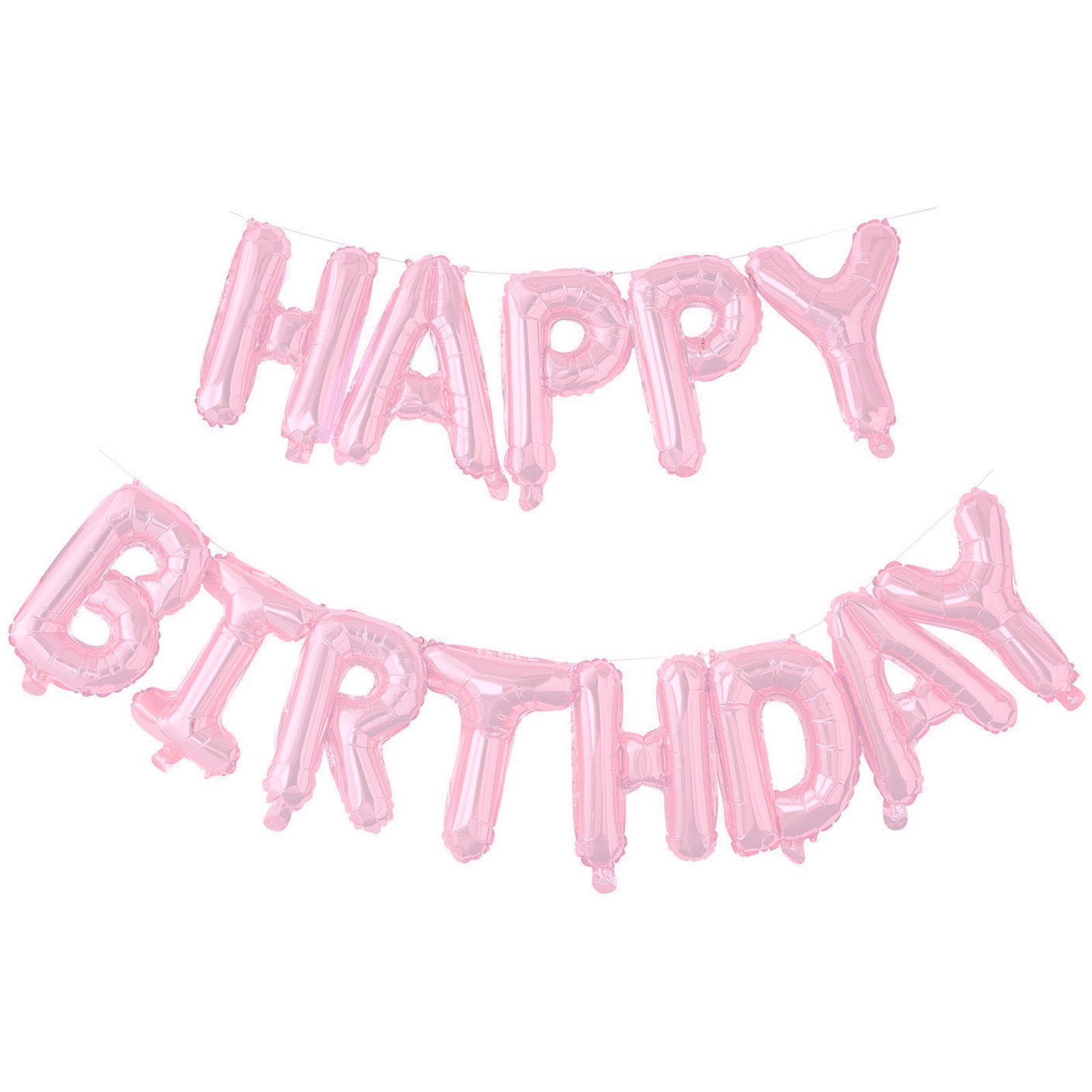 Pastel Pink Happy Birthday Foil Letter Balloon Banner Air Fill