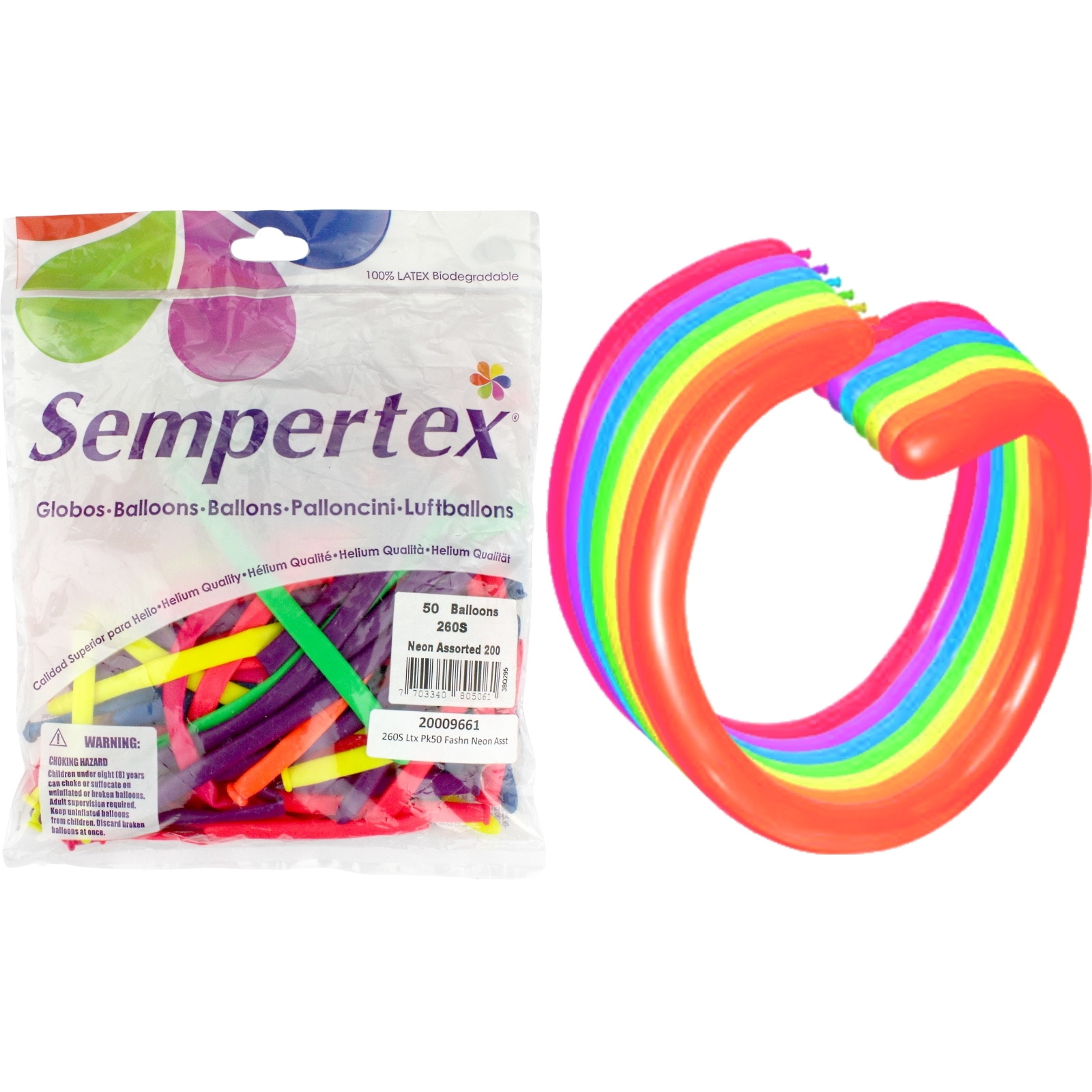 Neon Coloured Modelling Balloons (Pack of 50)