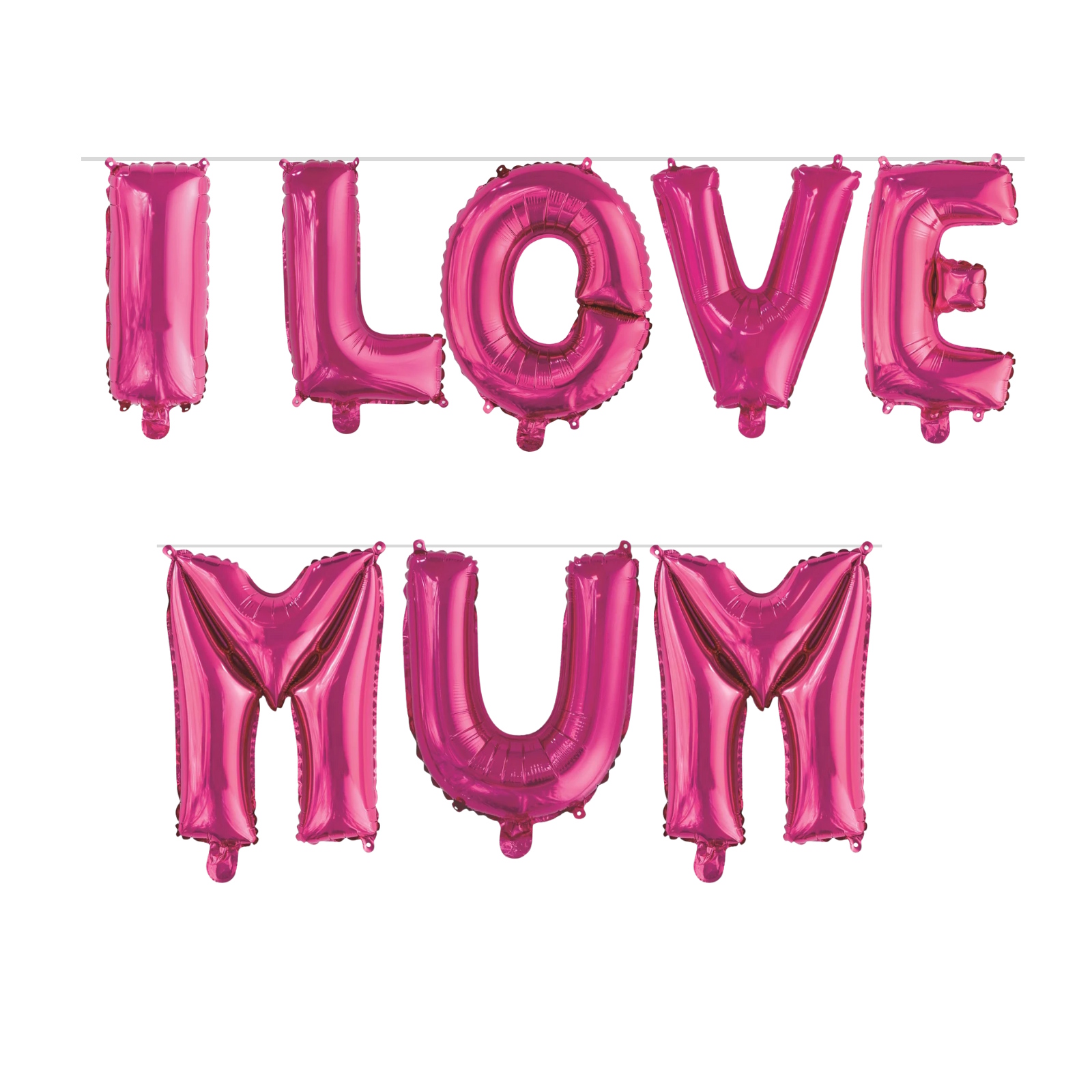 Hot Pink I Love Mum Air Fill Foil Balloon Banner