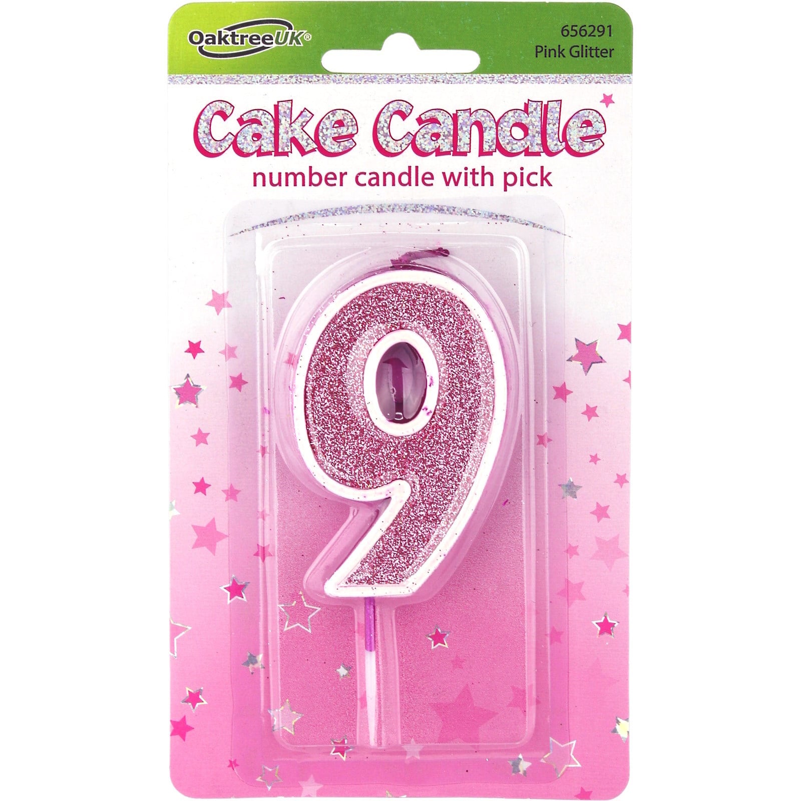 Sparkling Fizz Pink Number 9 Candle 