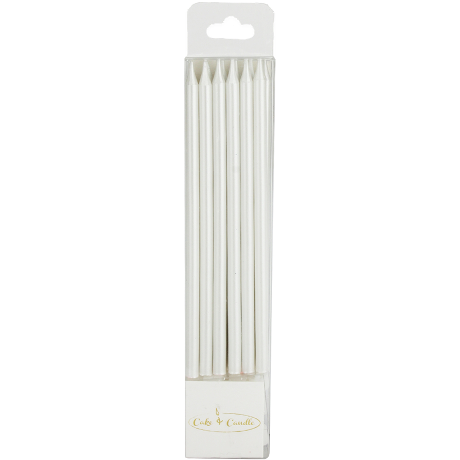 Pearlised White Tall Birthday Candles (Pack of 12)