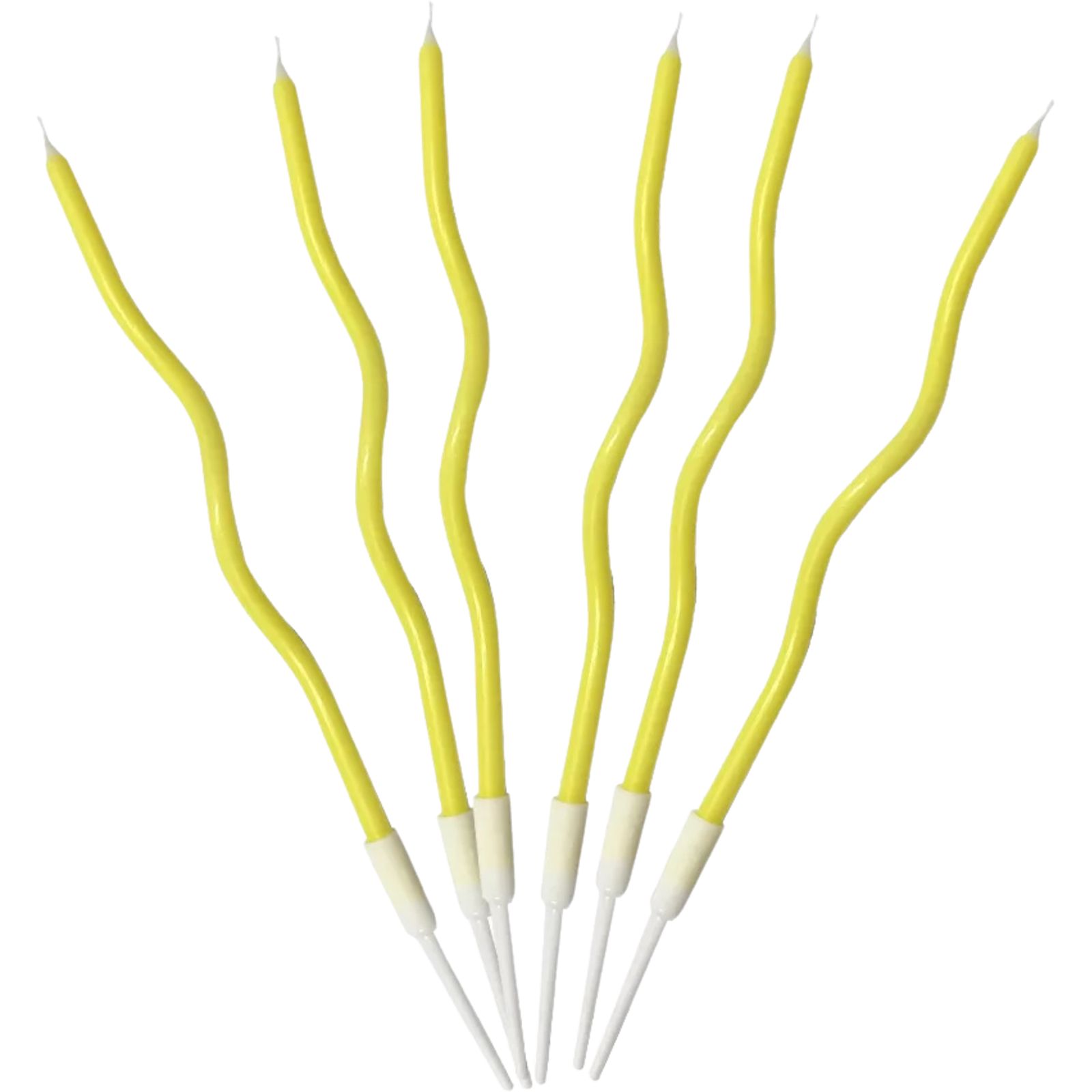 Wavy Yellow Birthday Candles (Pack of 6)