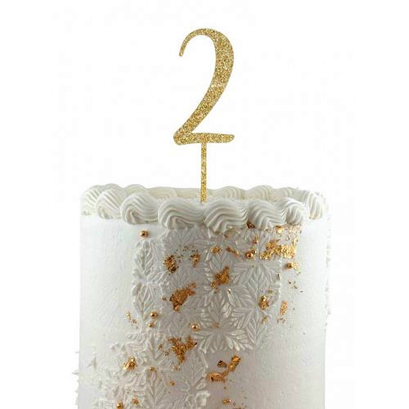 Glitter Gold Acrylic Number 2 Cake Topper