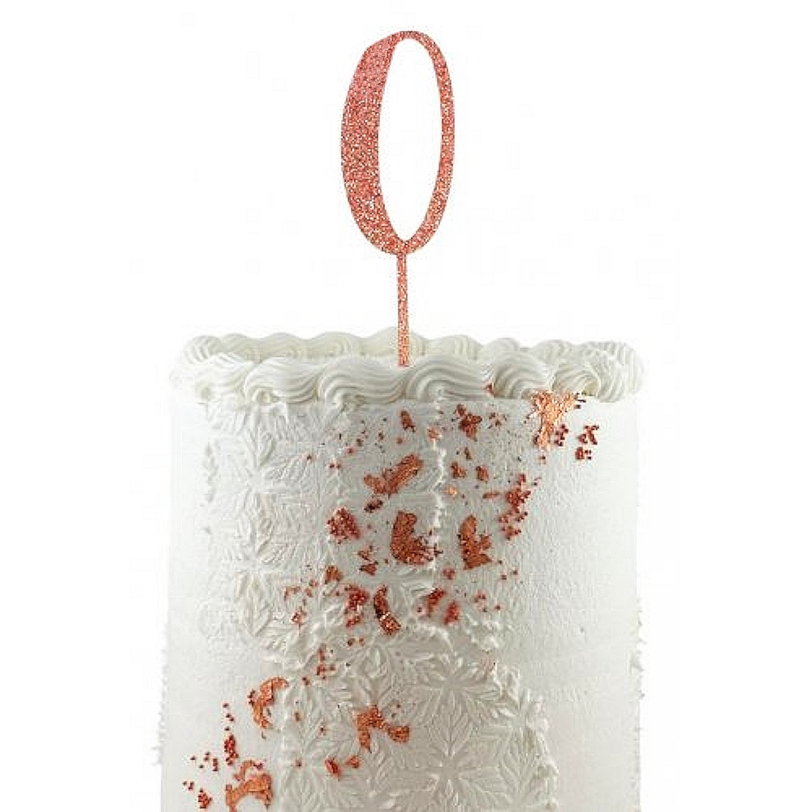 Glitter Rose Gold Acrylic Number 0 Cake Topper
