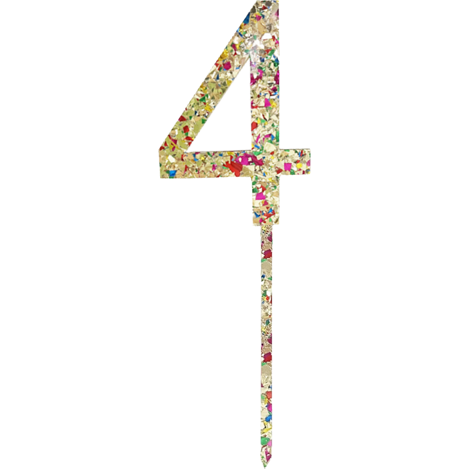 Gold Rainbow Glitter Acrylic Number 4 Cake Topper