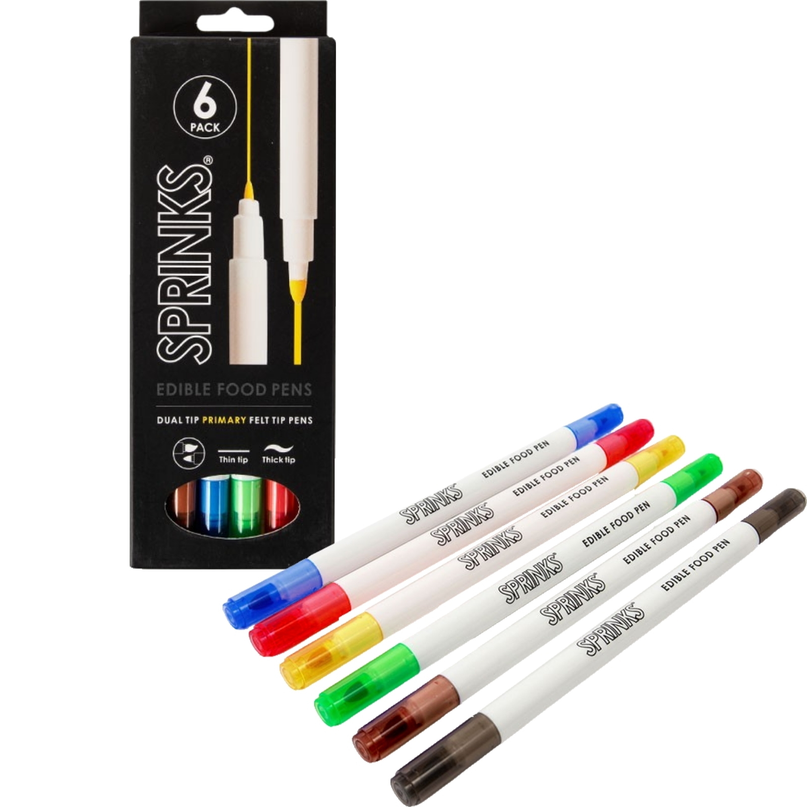 Sprinks Edible Food Pen Set Primary Colours (Pack of 6)