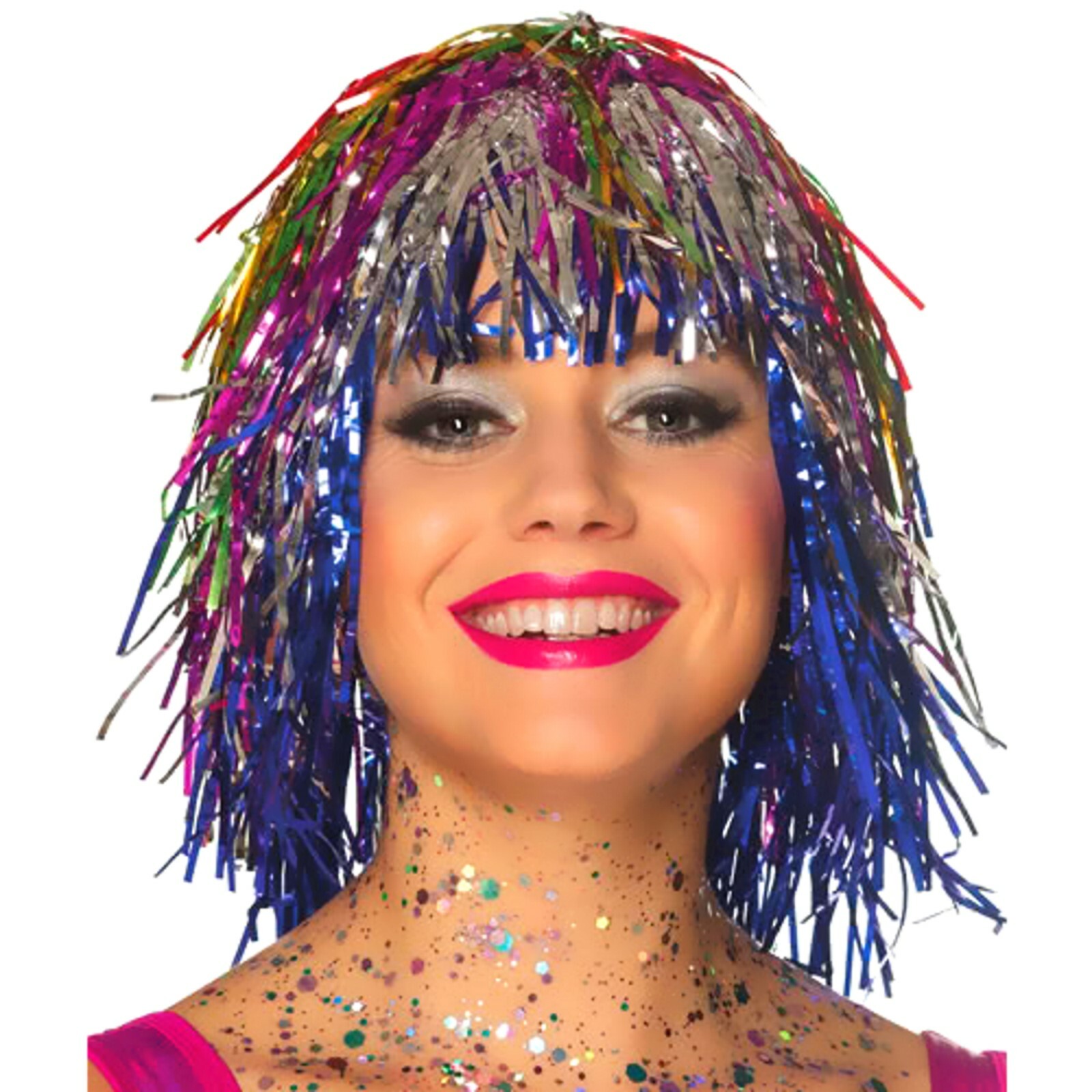 Rainbow Tinsel Wig