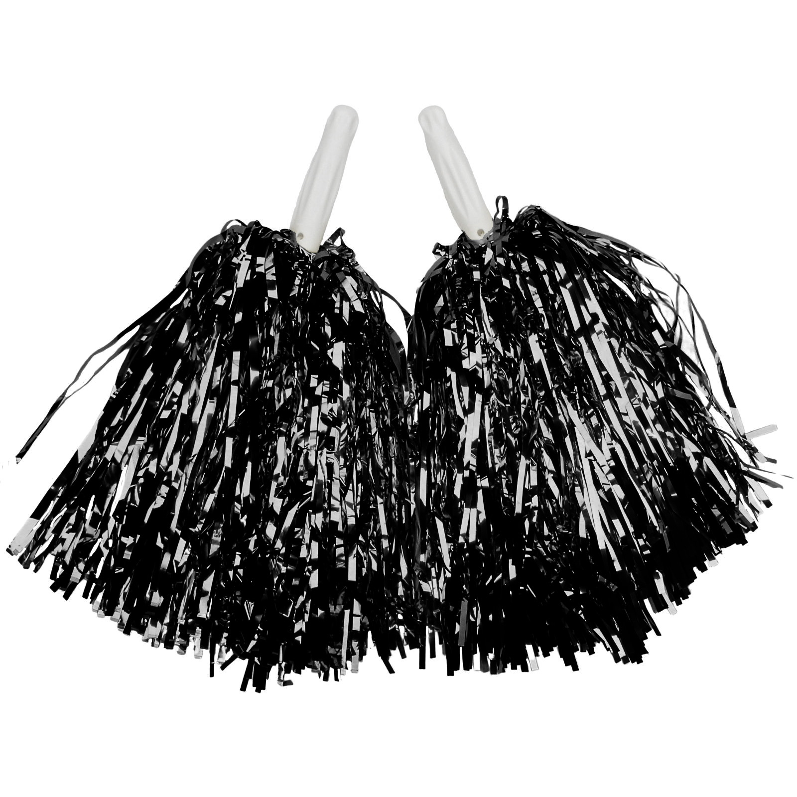 Metallic Black Foil Pom Poms (Set of 2)