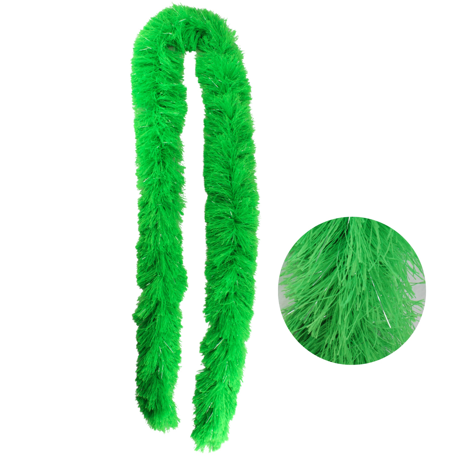 Lime Green And Silver Fringe Boa