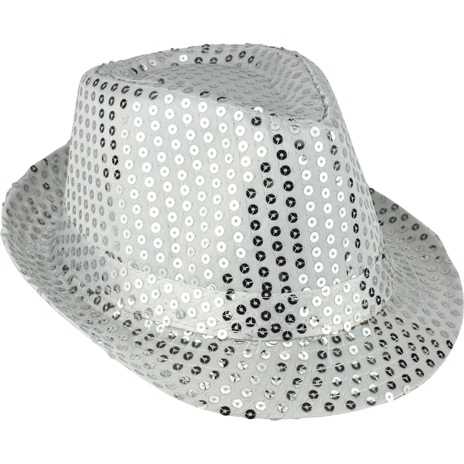 Adult White Sequin Trilby Hat